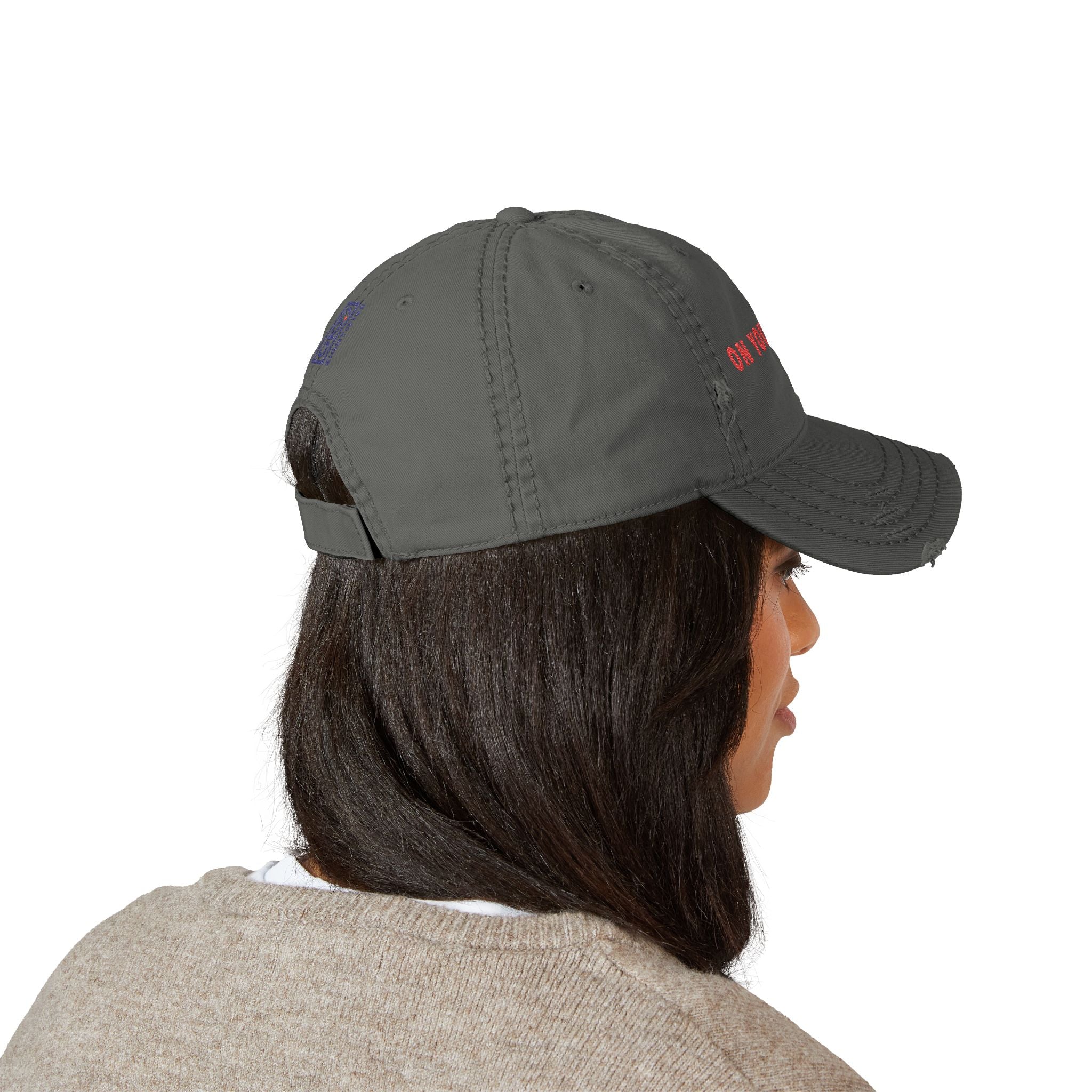 825 On Your Mark Embroidered Distressed Hat