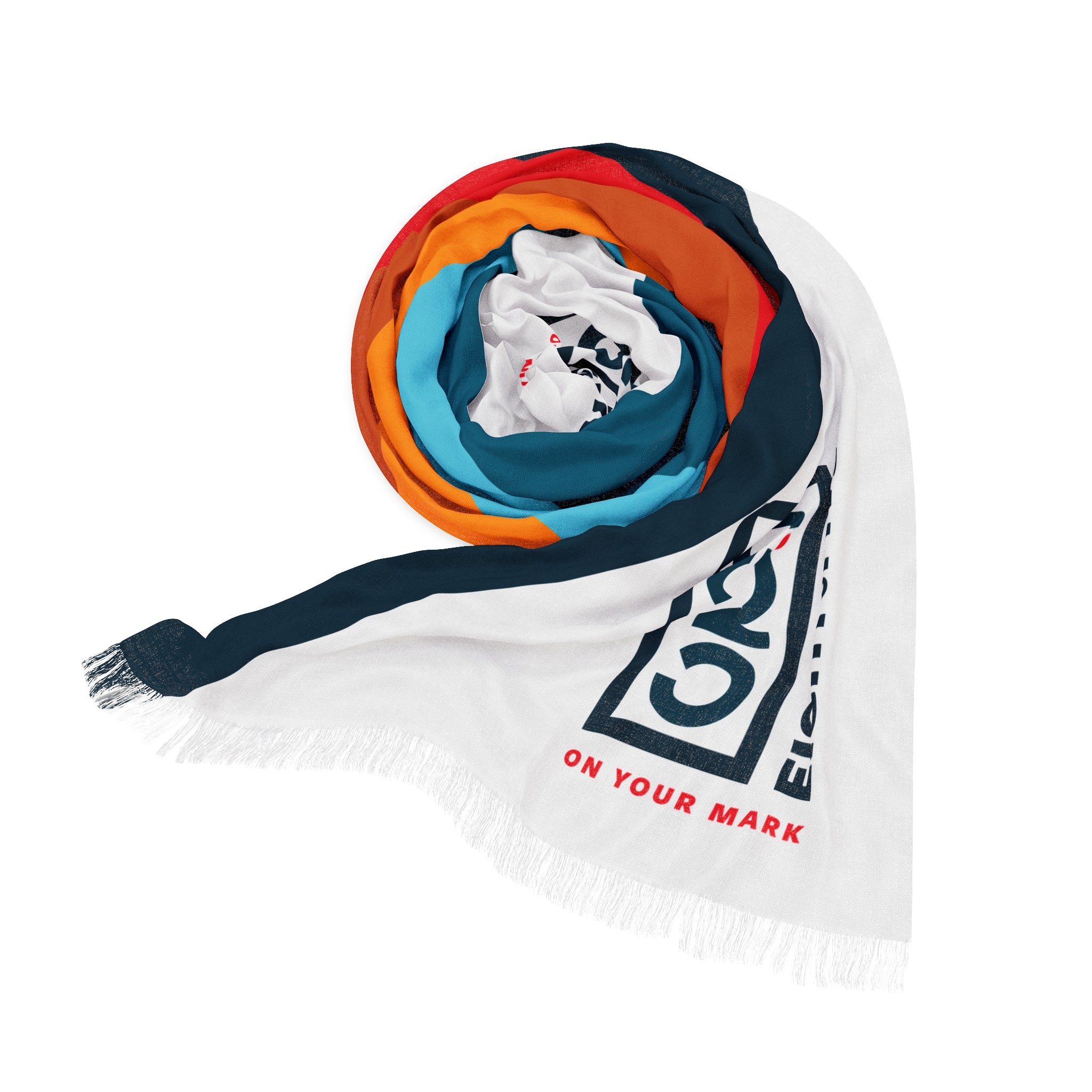 825 Color Stripe and Color Logo Lightweight Fashion Scarf