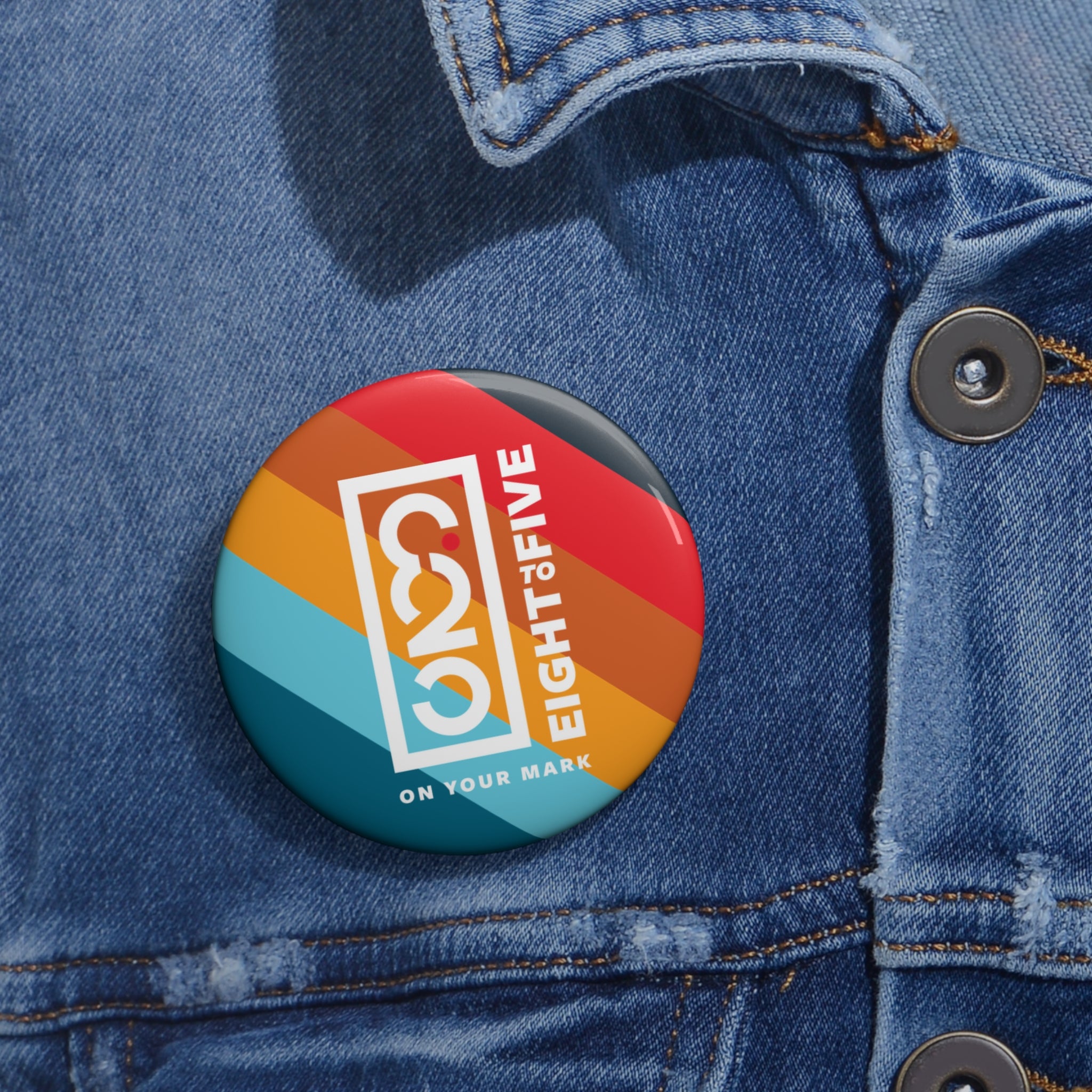 825 Color Stripe and White Logo Button