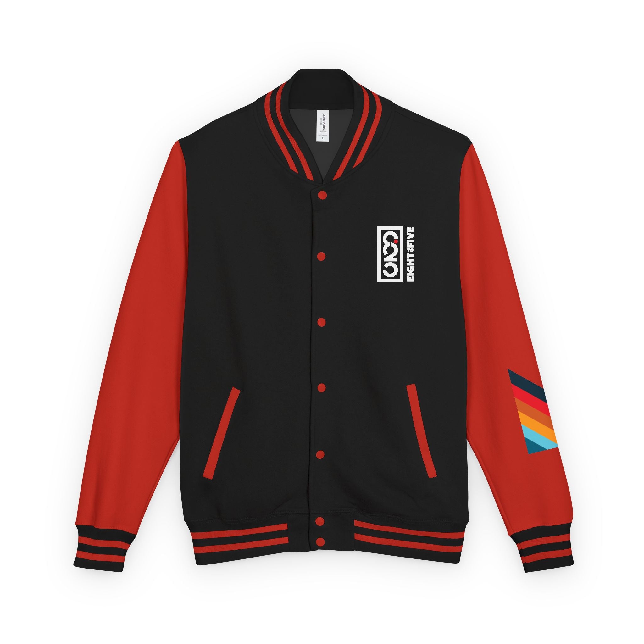 825 On Your Mark Color Stripe and Logo Unisex Heavyweight Letterman Jacket