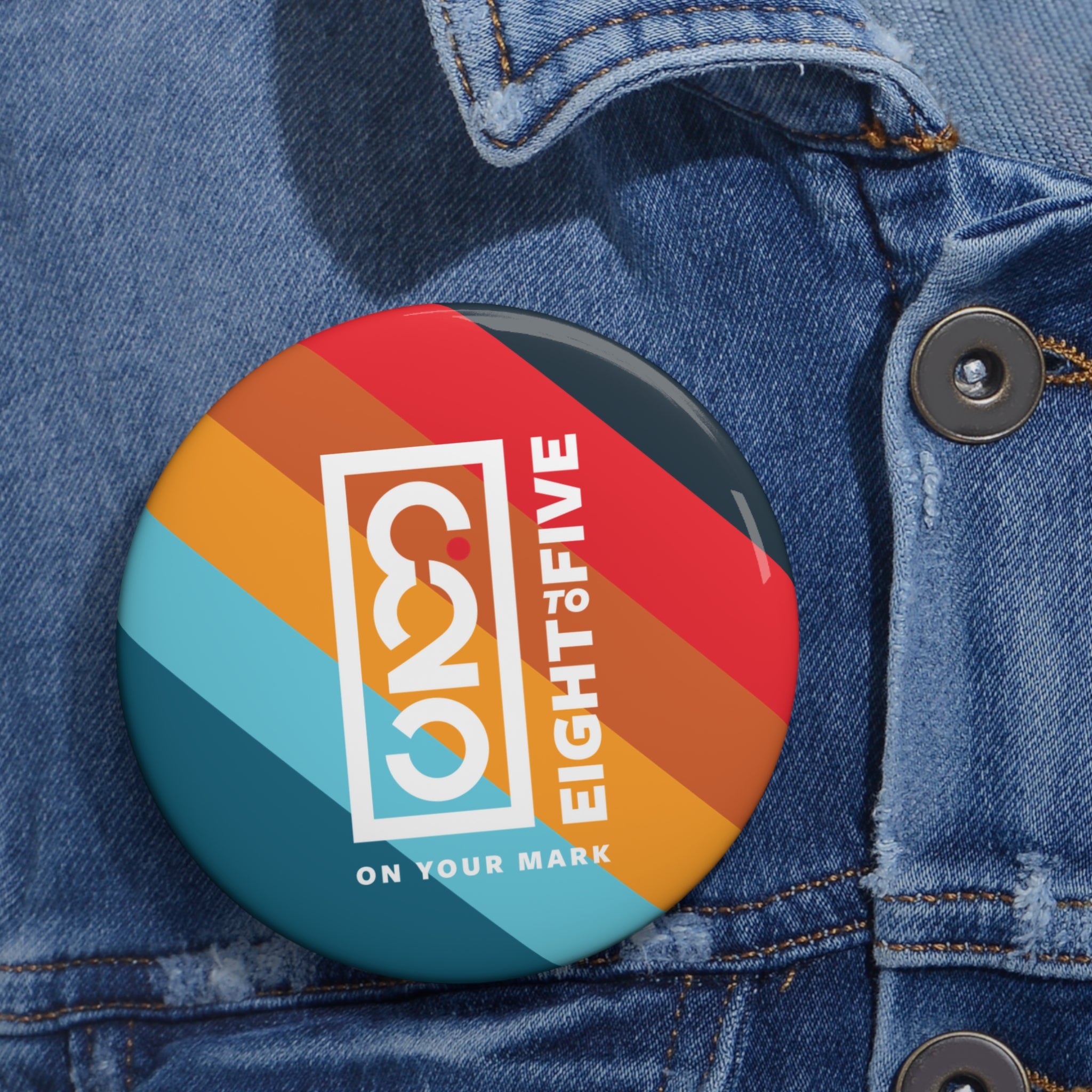 825 Color Stripe and White Logo Button