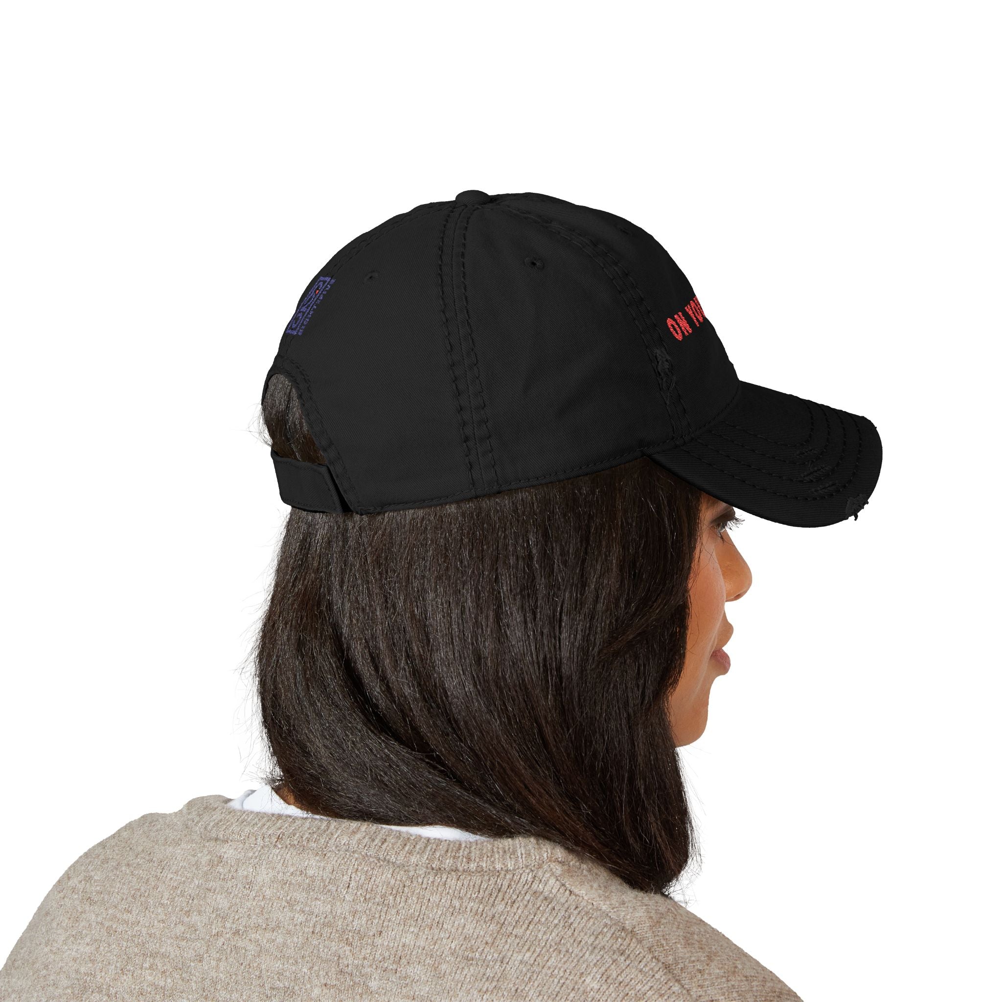 825 On Your Mark Embroidered Distressed Hat