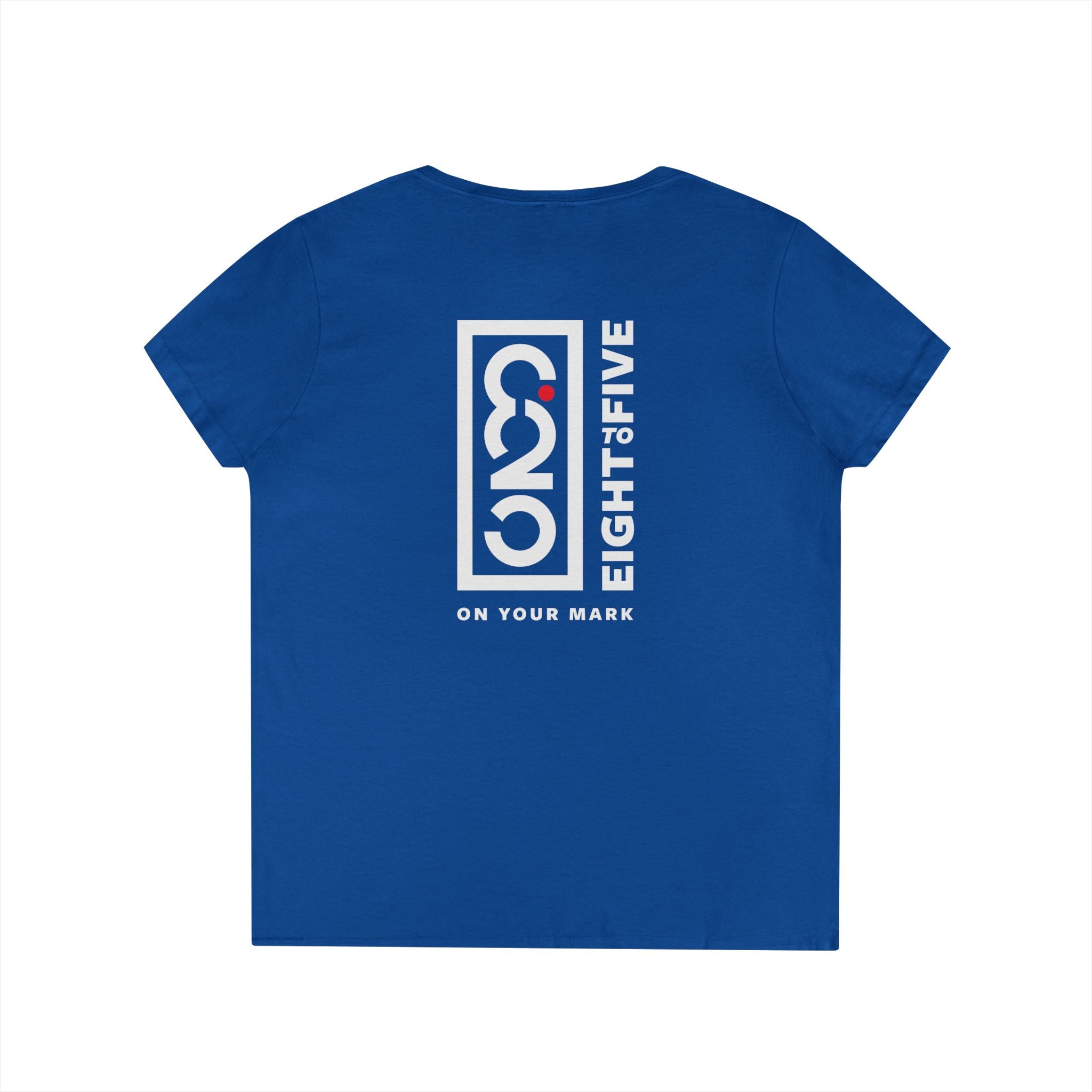 825 White Logo (Back Only) Ladies' V-Neck T-Shirt