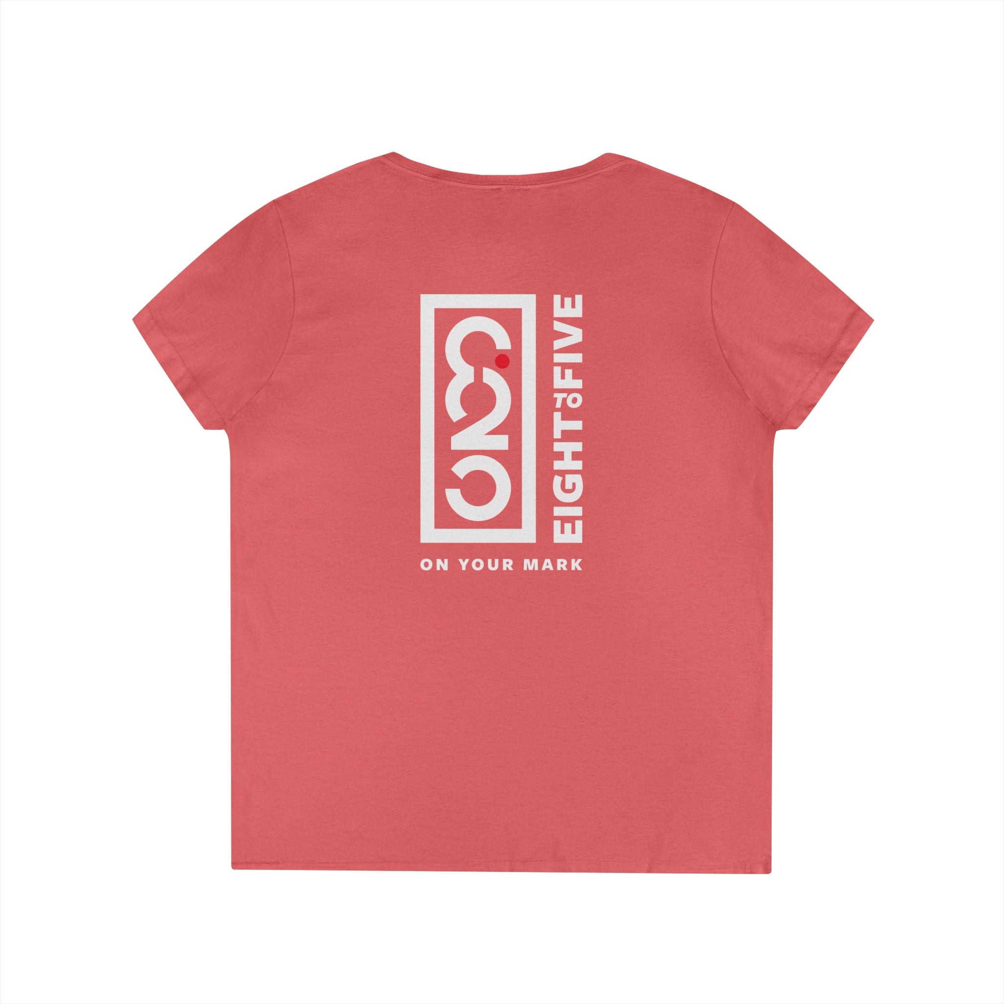 825 White Logo (Back Only) Ladies' V-Neck T-Shirt