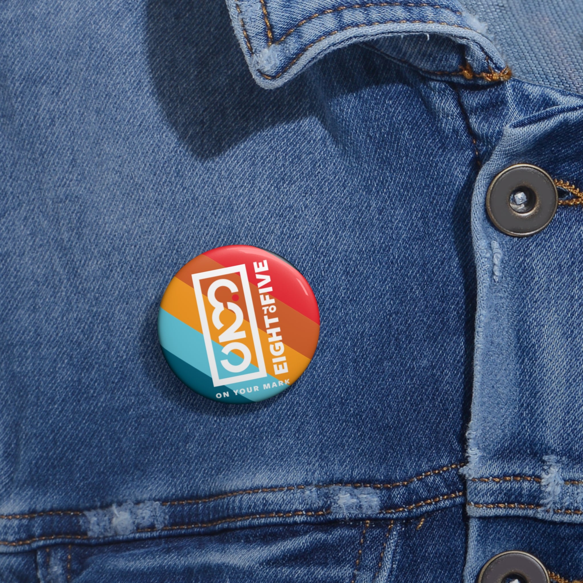 825 Color Stripe and White Logo Button