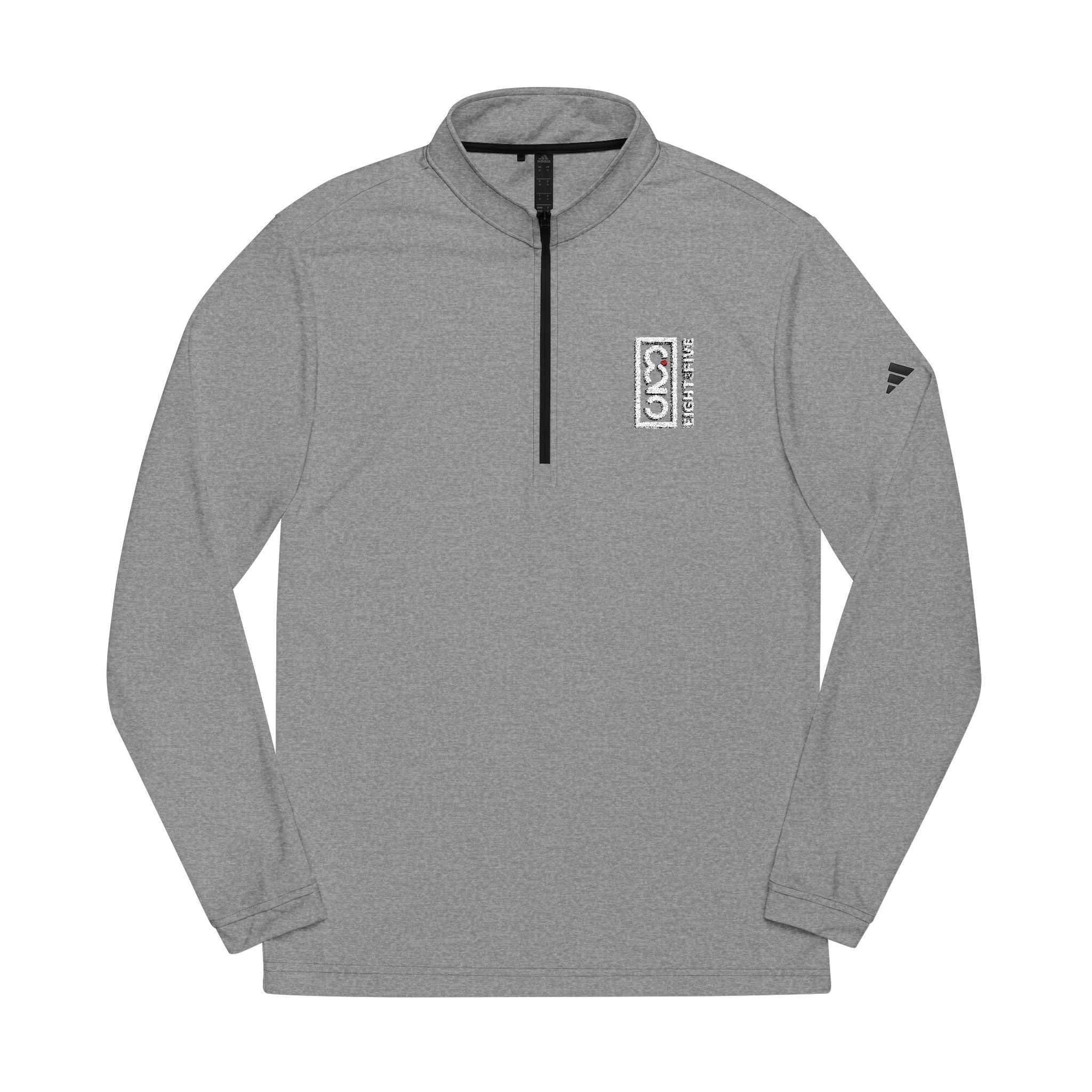 825 Embroidered White Red Dot Logo Adidas® Quarter-Zip Pullover Unisex