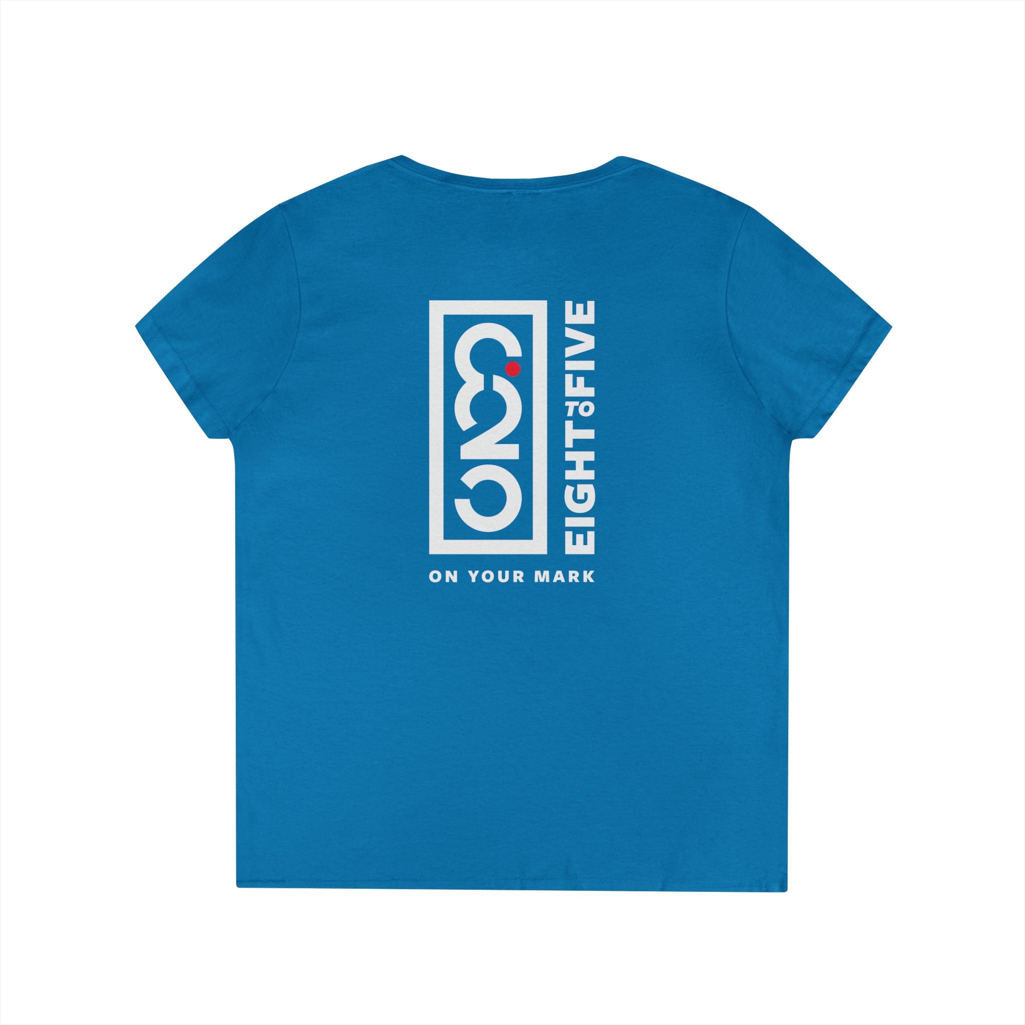 825 White Logo (Back Only) Ladies' V-Neck T-Shirt