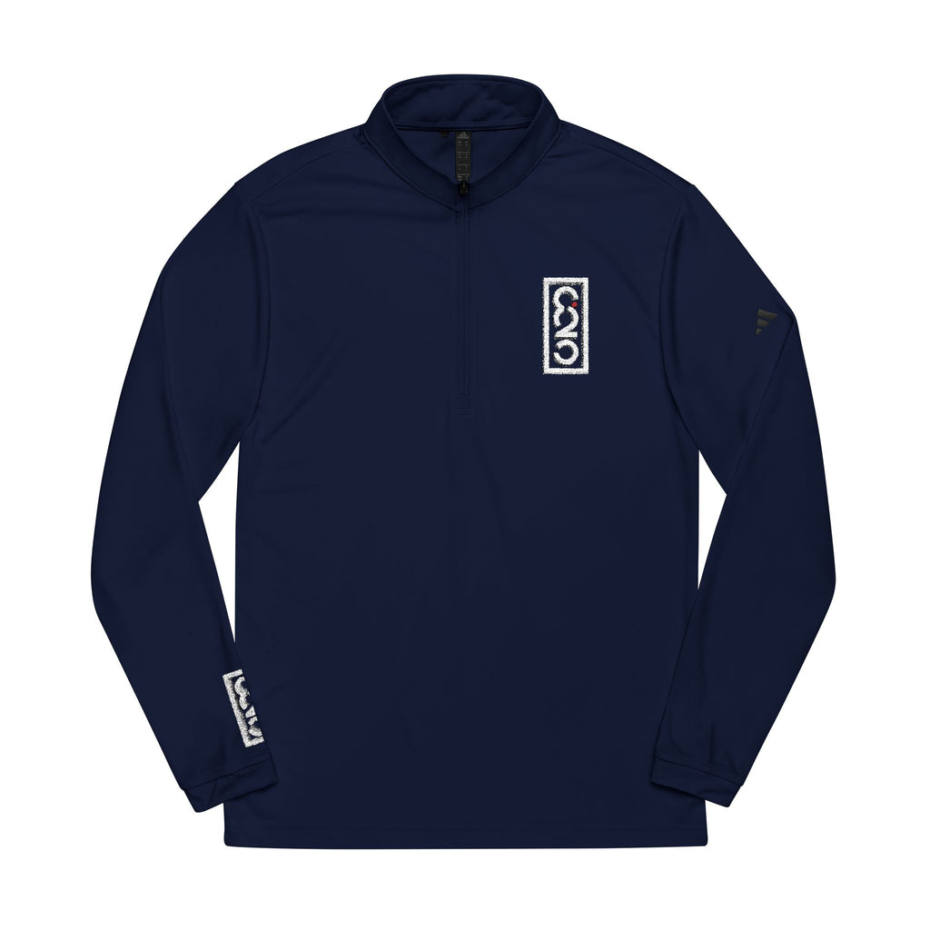 825 White Logo Sleeve/Chest-Embroidered Adidas Quarter-Zip Pullover