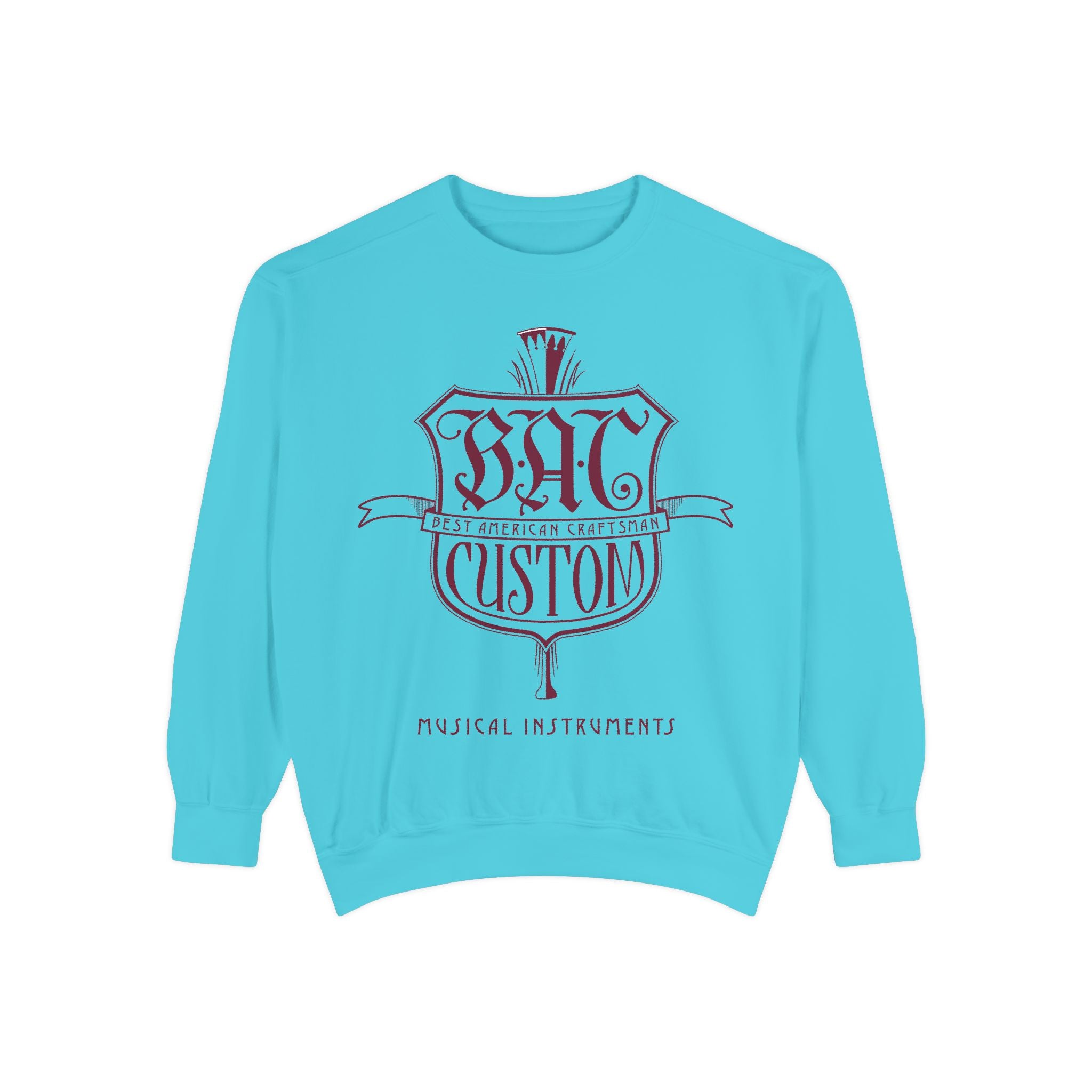 BAC Custom Music Crest Sweatshirt — "Musical Instruments" Garment-Dyed Crewneck