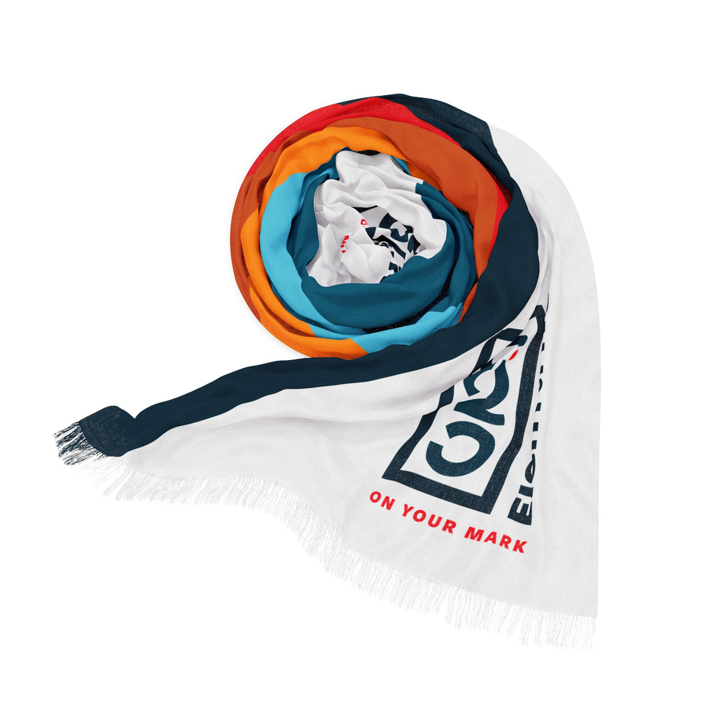 825 Color Stripe and Color Logo Lightweight Fashion Scarf