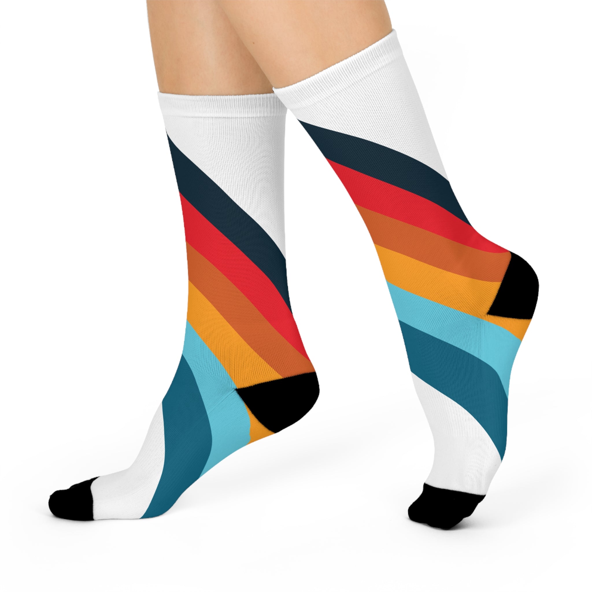 825 Color Stripe Cushioned Crew Socks