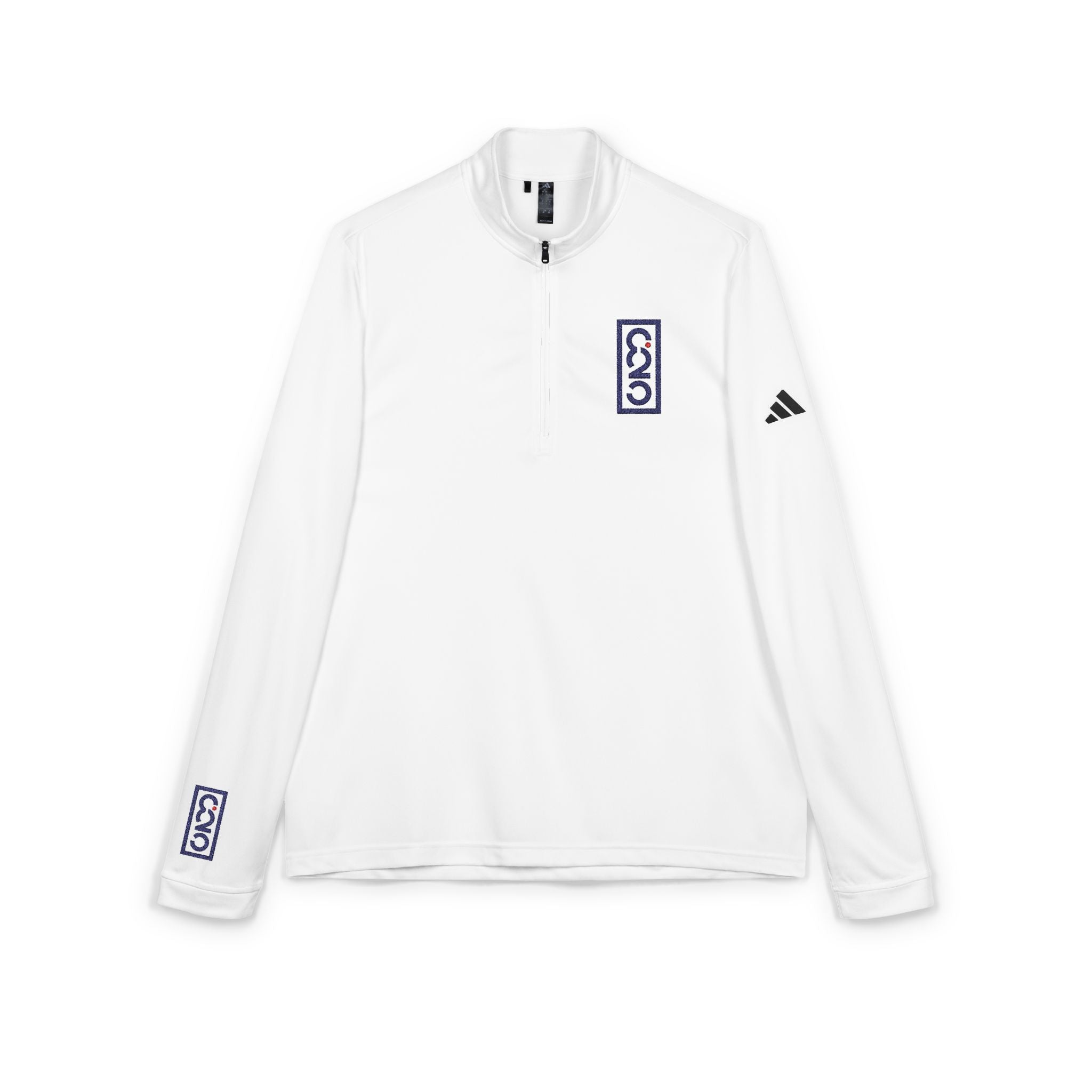 825 Dark Logo Sleeve/Chest-Embroidered Adidas Quarter-Zip Pullover