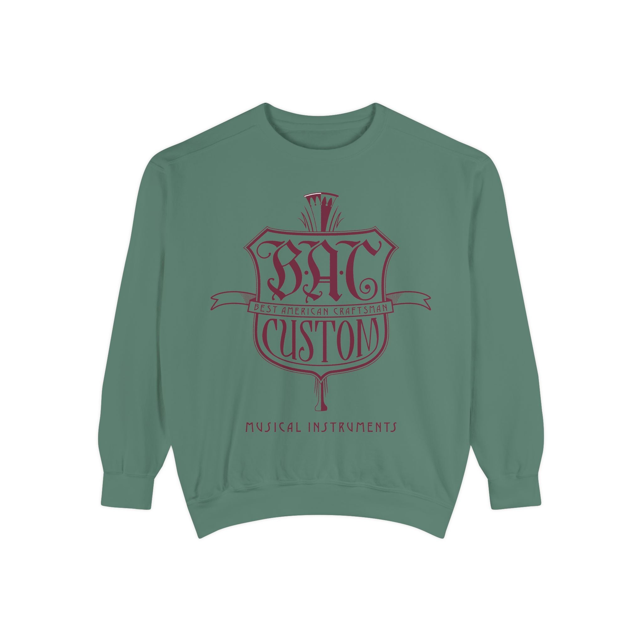 BAC Custom Music Crest Sweatshirt — "Musical Instruments" Garment-Dyed Crewneck
