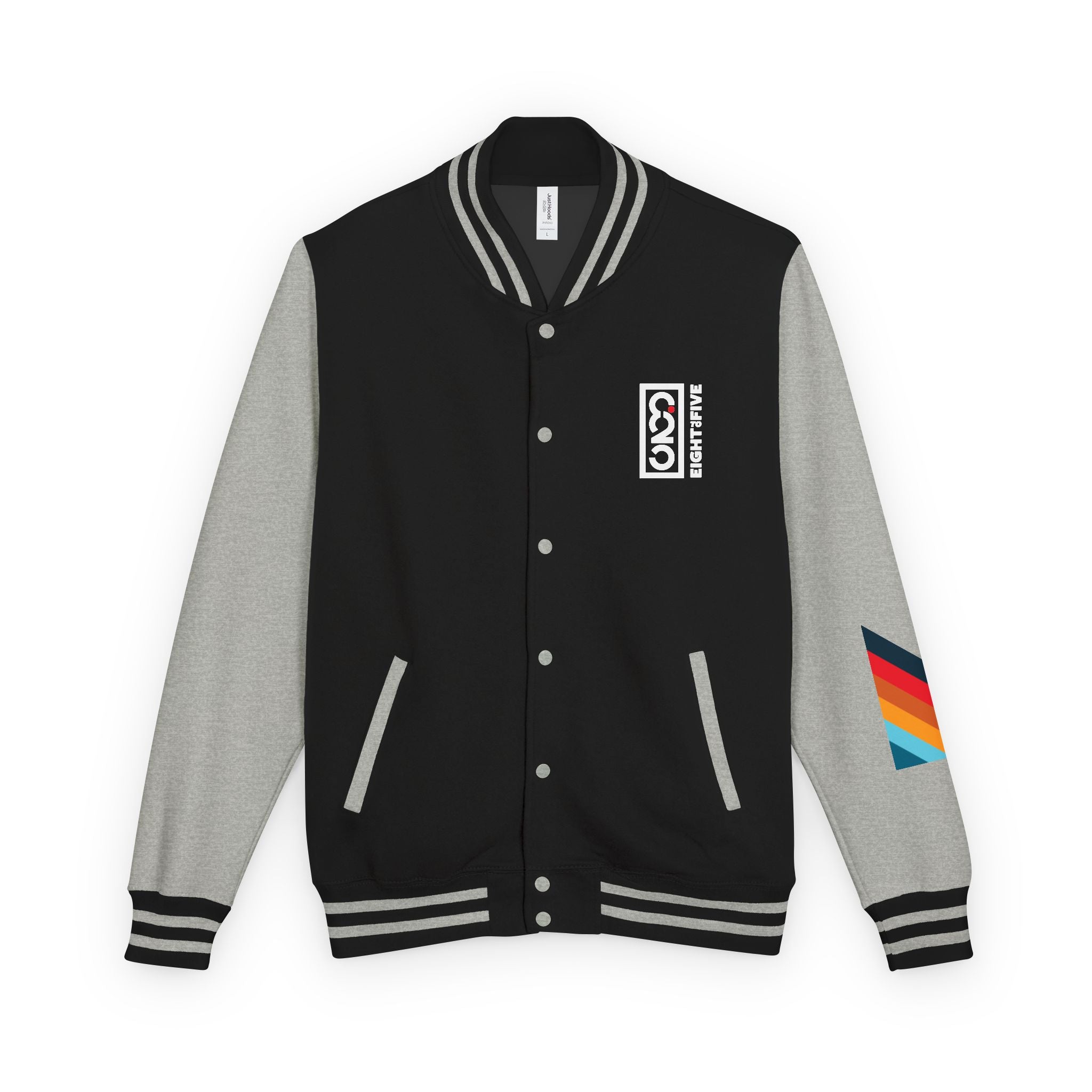 825 On Your Mark Color Stripe and Logo Unisex Heavyweight Letterman Jacket