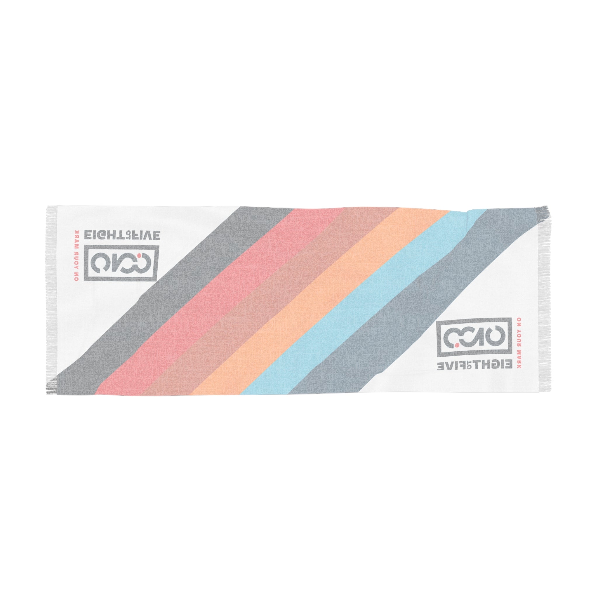 825 Color Stripe and Color Logo Lightweight Fashion Scarf