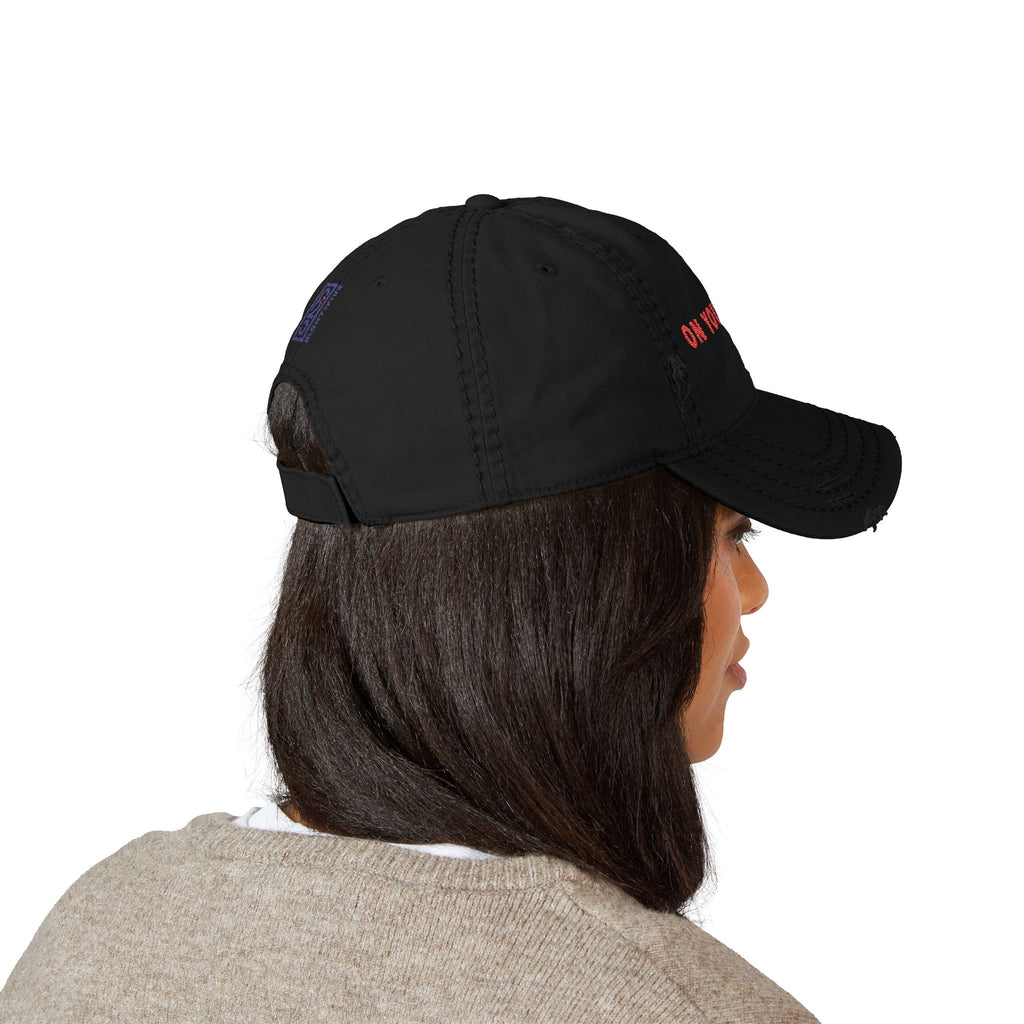 825 On Your Mark Embroidered Distressed Hat