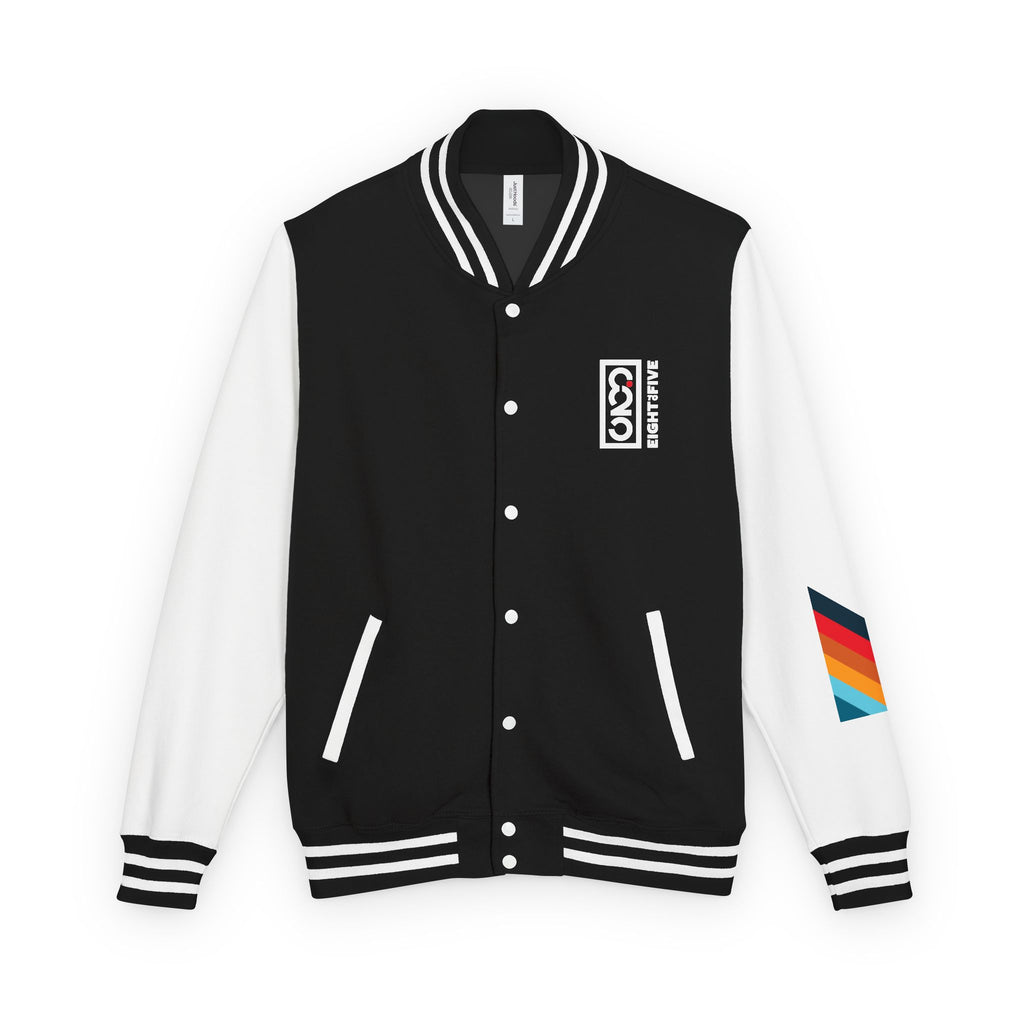 825 On Your Mark Color Stripe and Logo Unisex Heavyweight Letterman Jacket