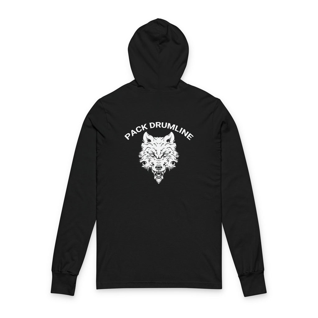 Wolf Pack Drumline Hooded Long Sleeve Tee — "Pack Drumline" Graphic