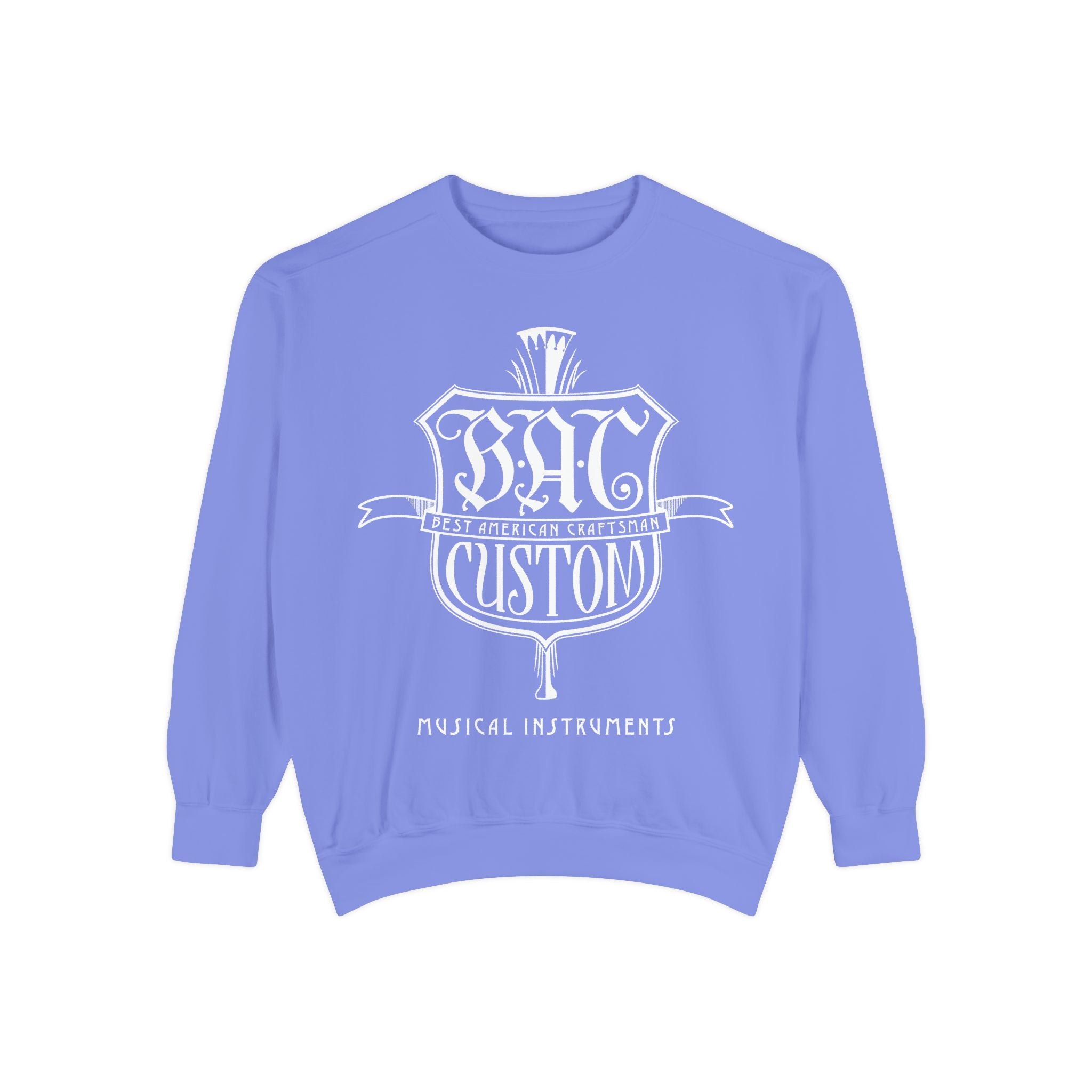 BAC Custom Music Crest Sweatshirt — "Musical Instruments" Garment-Dyed Crewneck