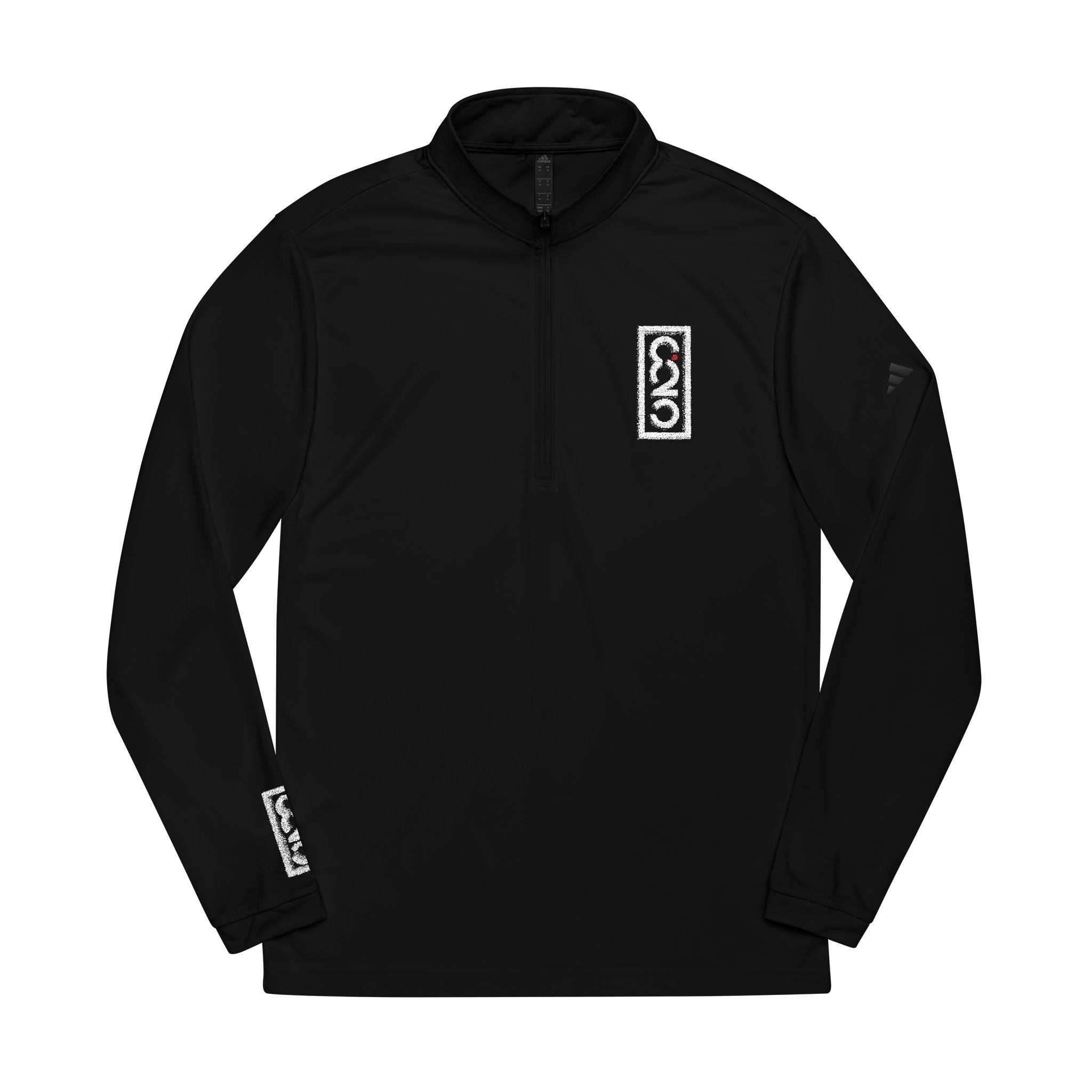 825 White Logo Sleeve/Chest-Embroidered Adidas Quarter-Zip Pullover