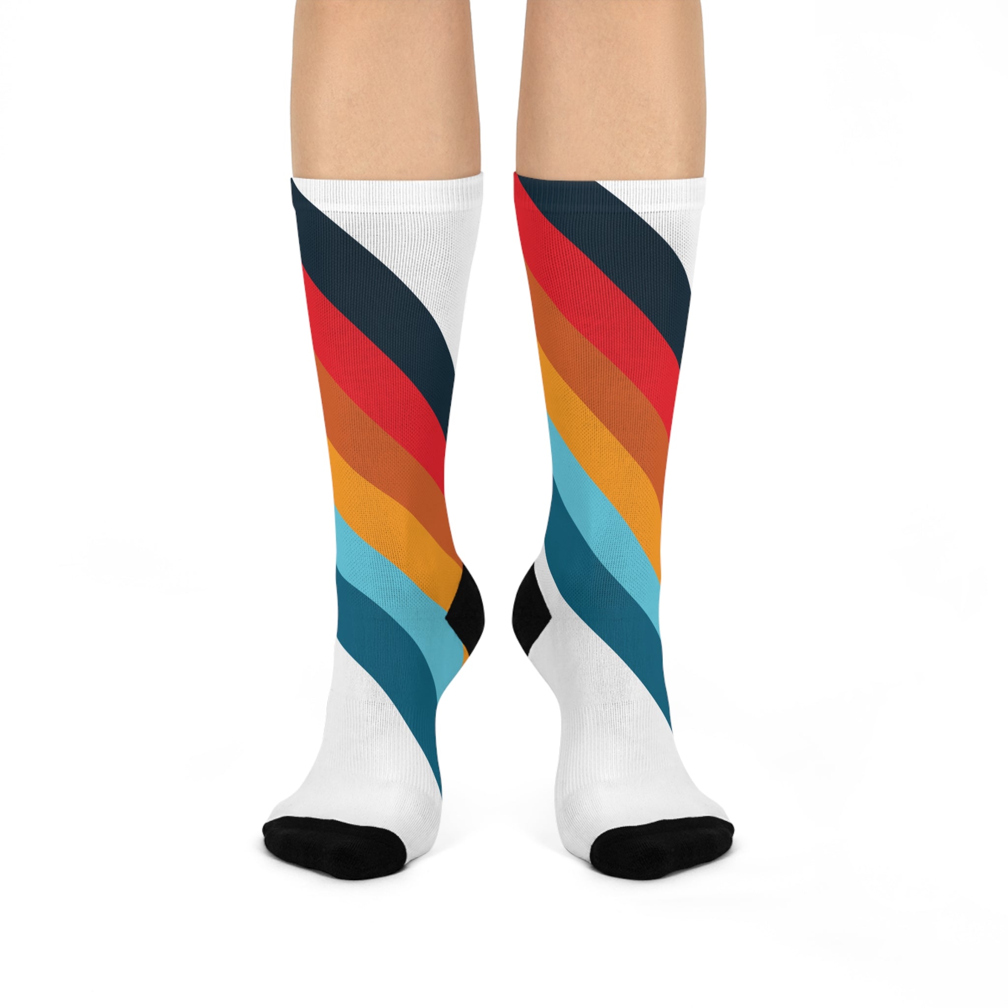 825 Color Stripe Cushioned Crew Socks
