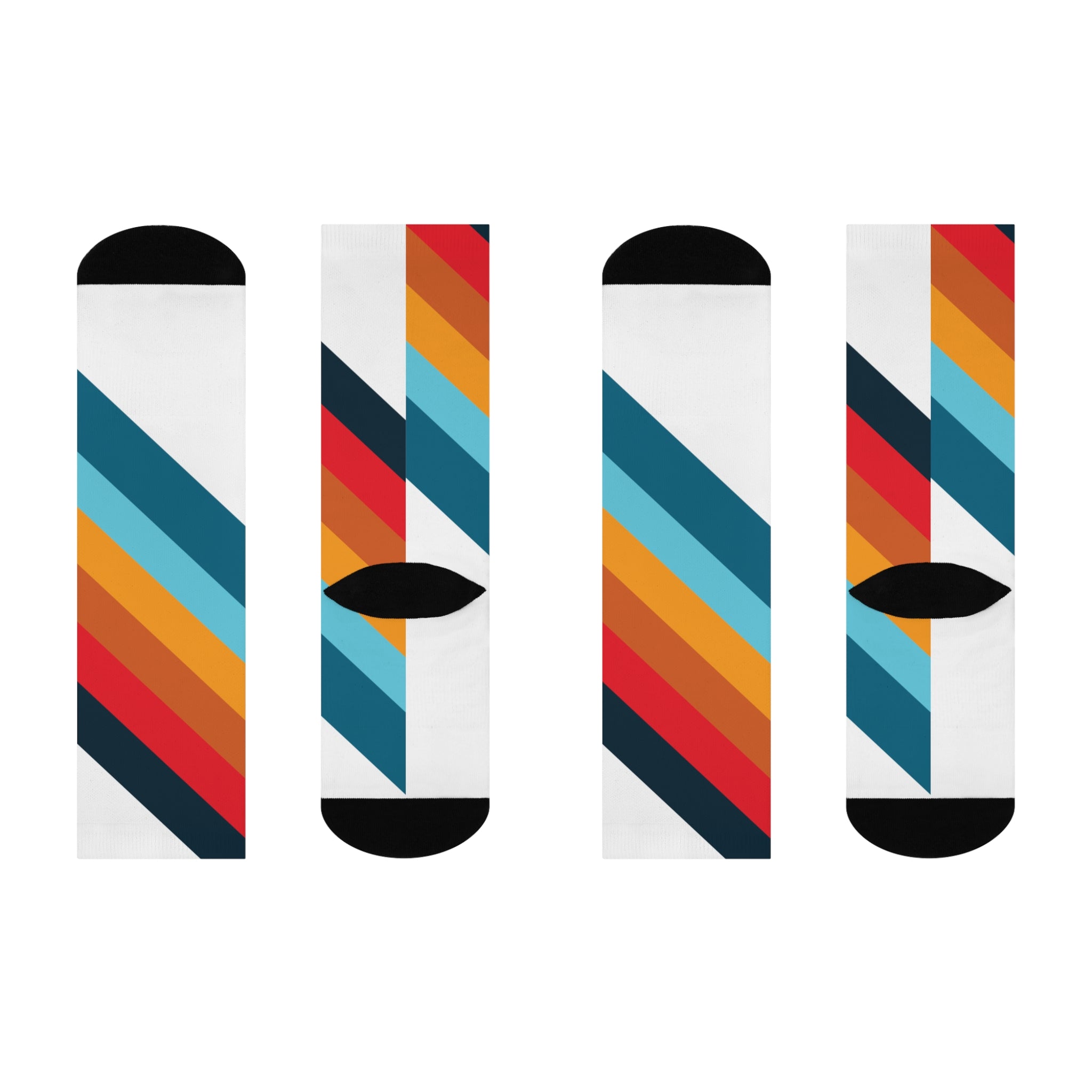 825 Color Stripe Cushioned Crew Socks