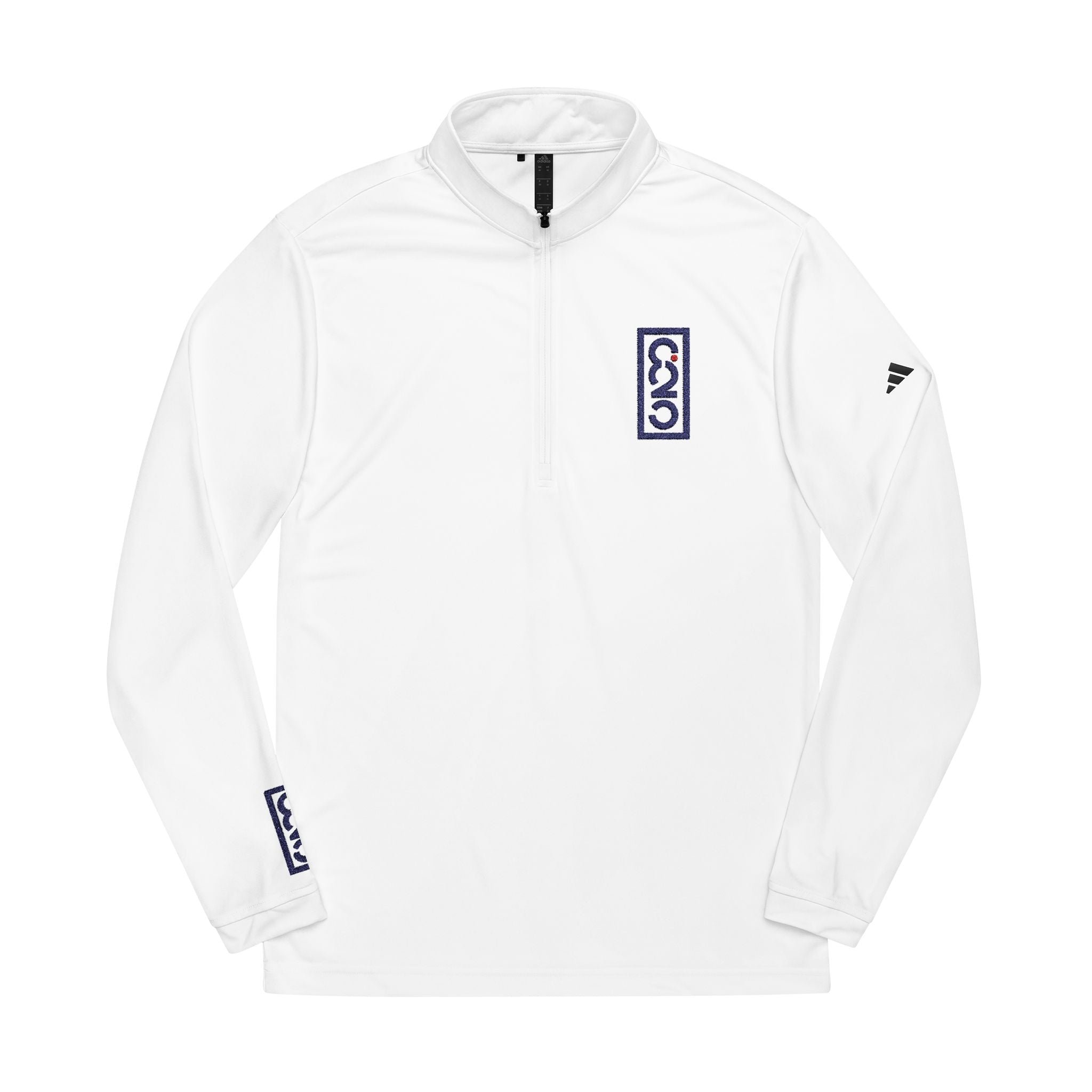 825 Dark Logo Sleeve/Chest-Embroidered Adidas Quarter-Zip Pullover