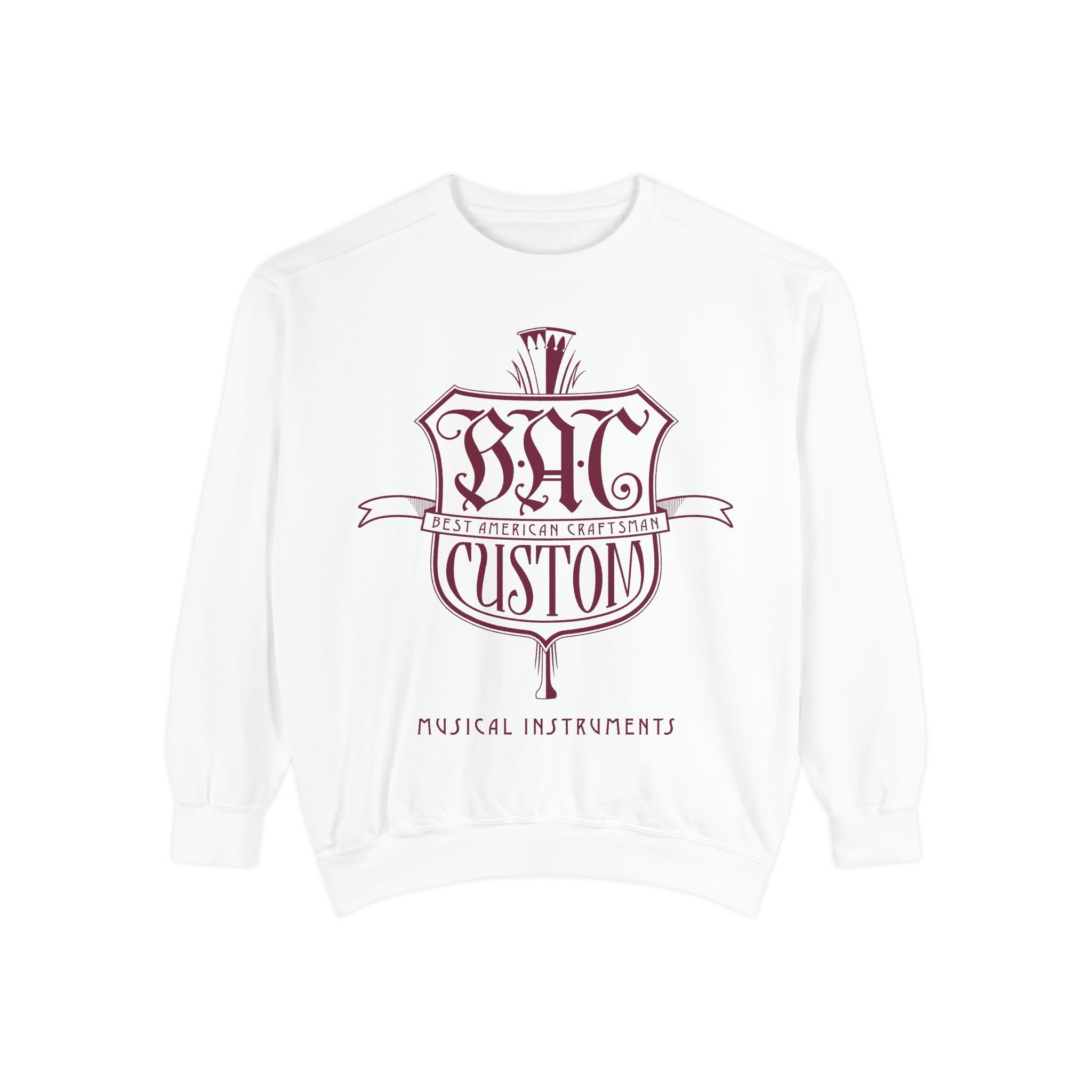 BAC Custom Music Crest Sweatshirt — "Musical Instruments" Garment-Dyed Crewneck