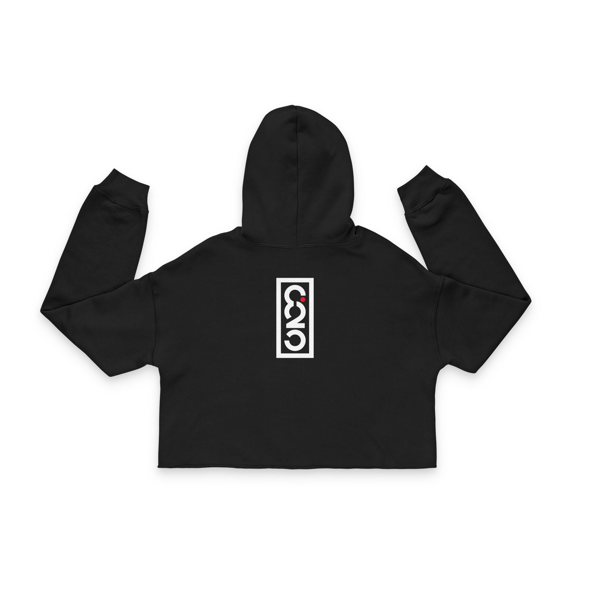 On Your Mark White Logo Cropped Hoodie