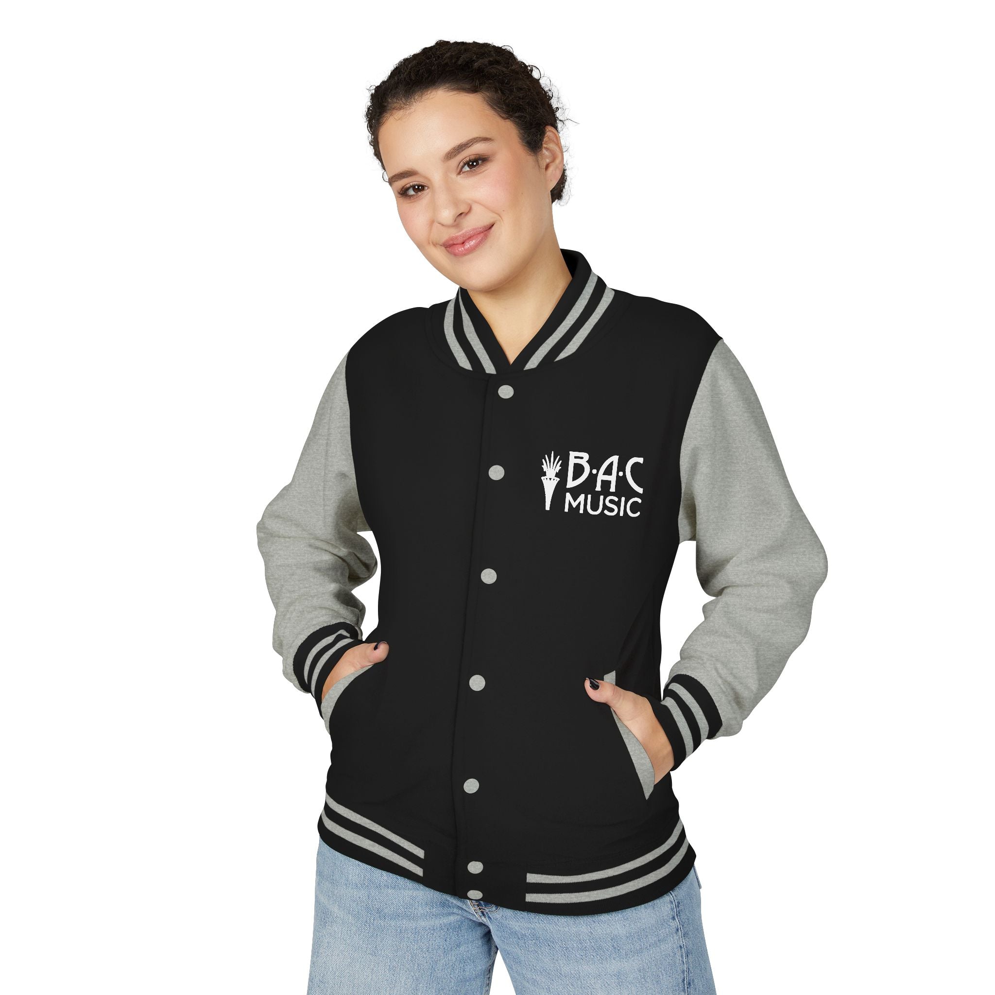 825 On Your Mark Color Stripe and Logo Unisex Heavyweight Letterman Jacket