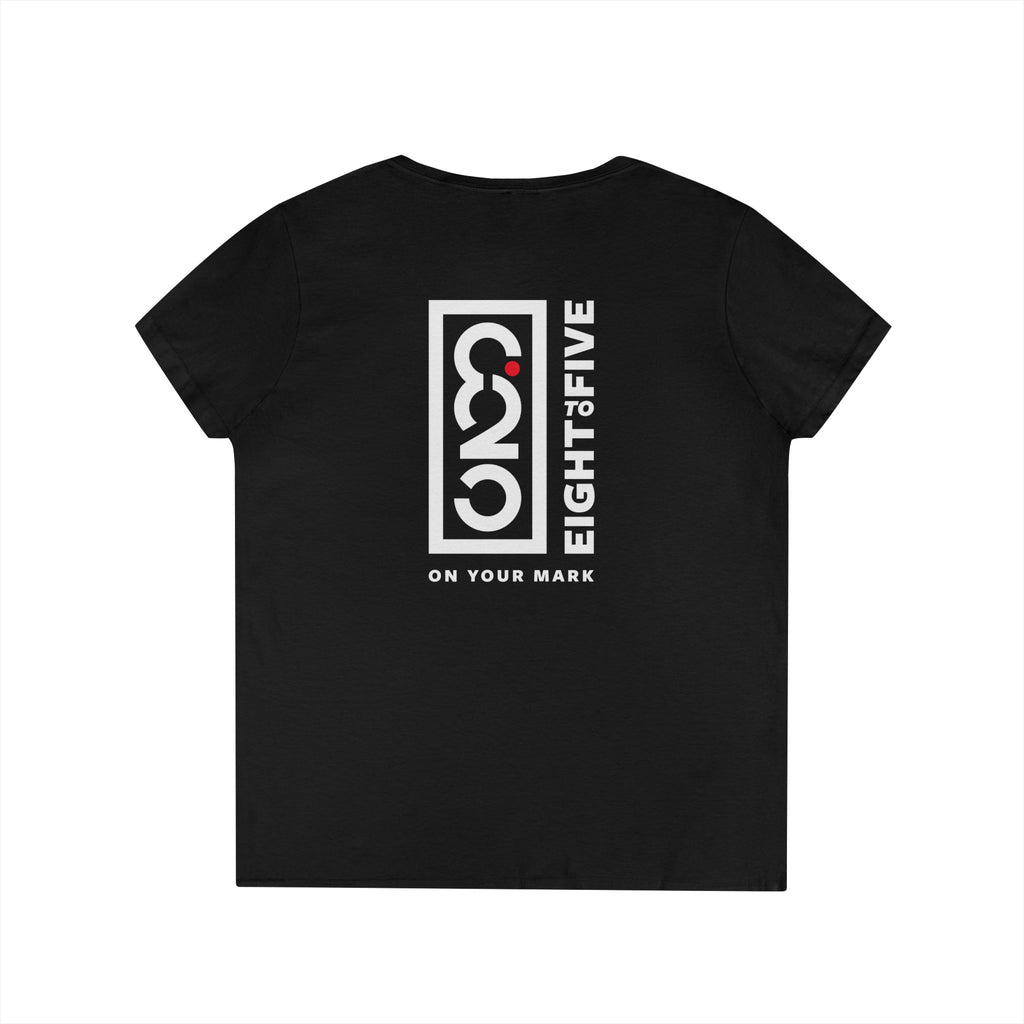 825 White Logo (Back Only) Ladies' V-Neck T-Shirt