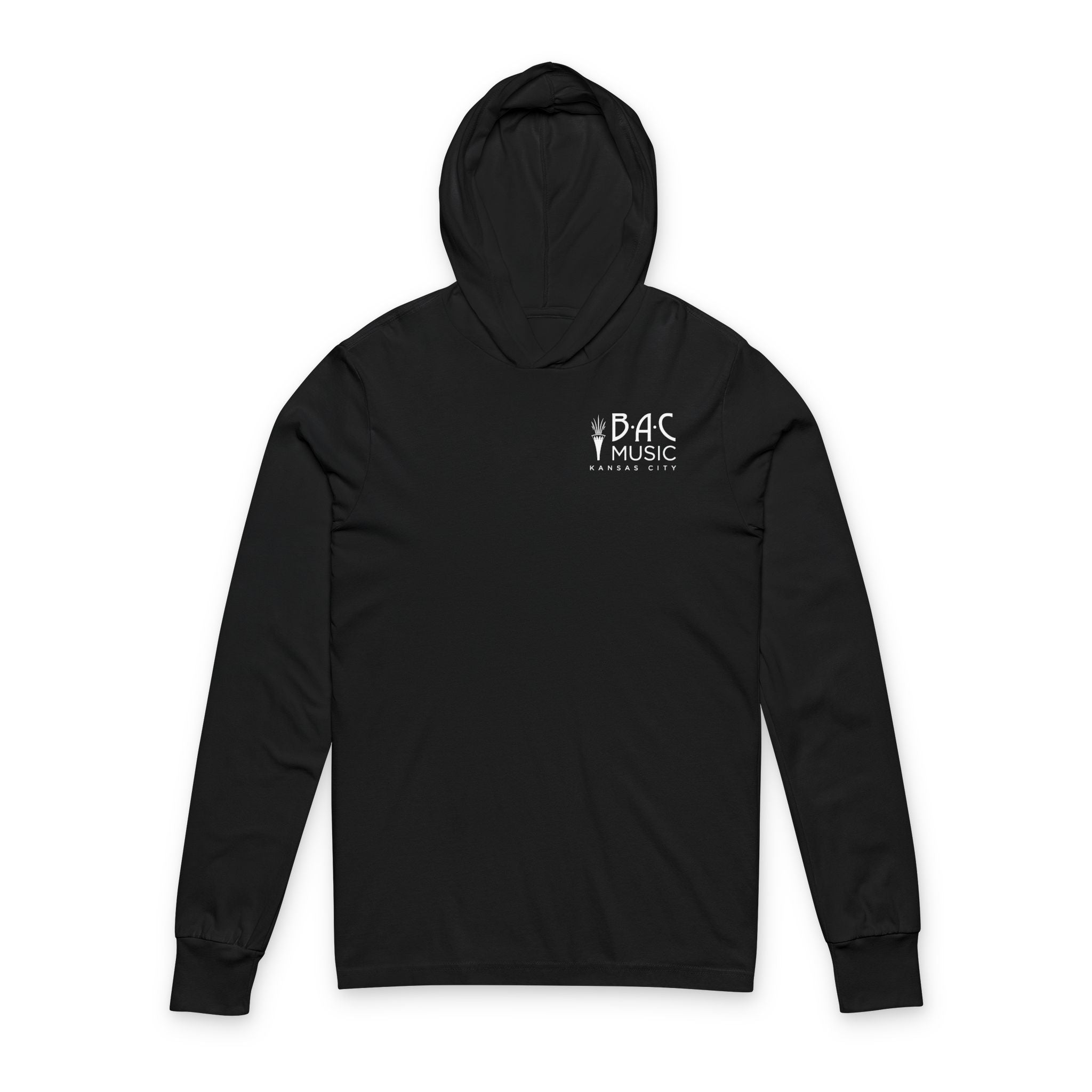 BAC Music Hooded Long Sleeve Tee — "Custom" Graphic