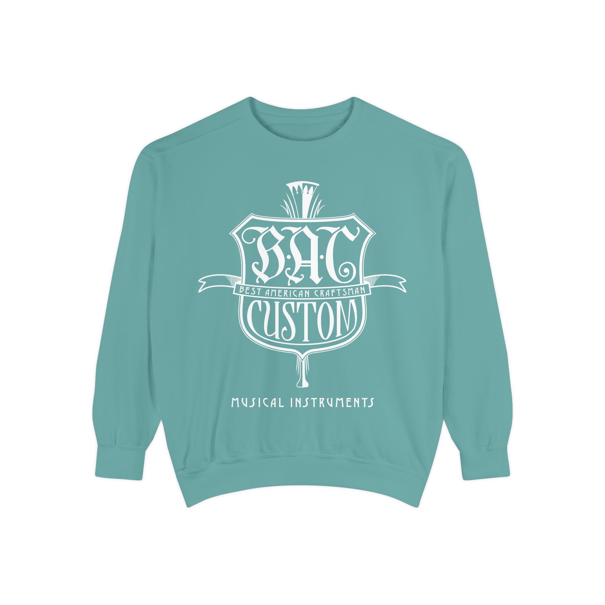 BAC Custom Music Crest Sweatshirt — "Musical Instruments" Garment-Dyed Crewneck
