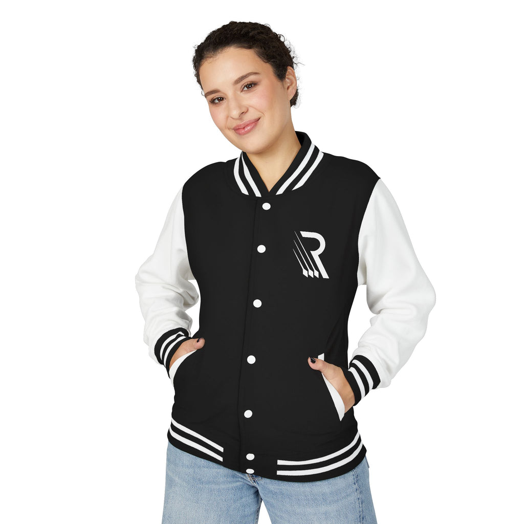 RCR 825 On Your Mark Color Stripe and Logo Unisex Heavyweight Letterman Jacket