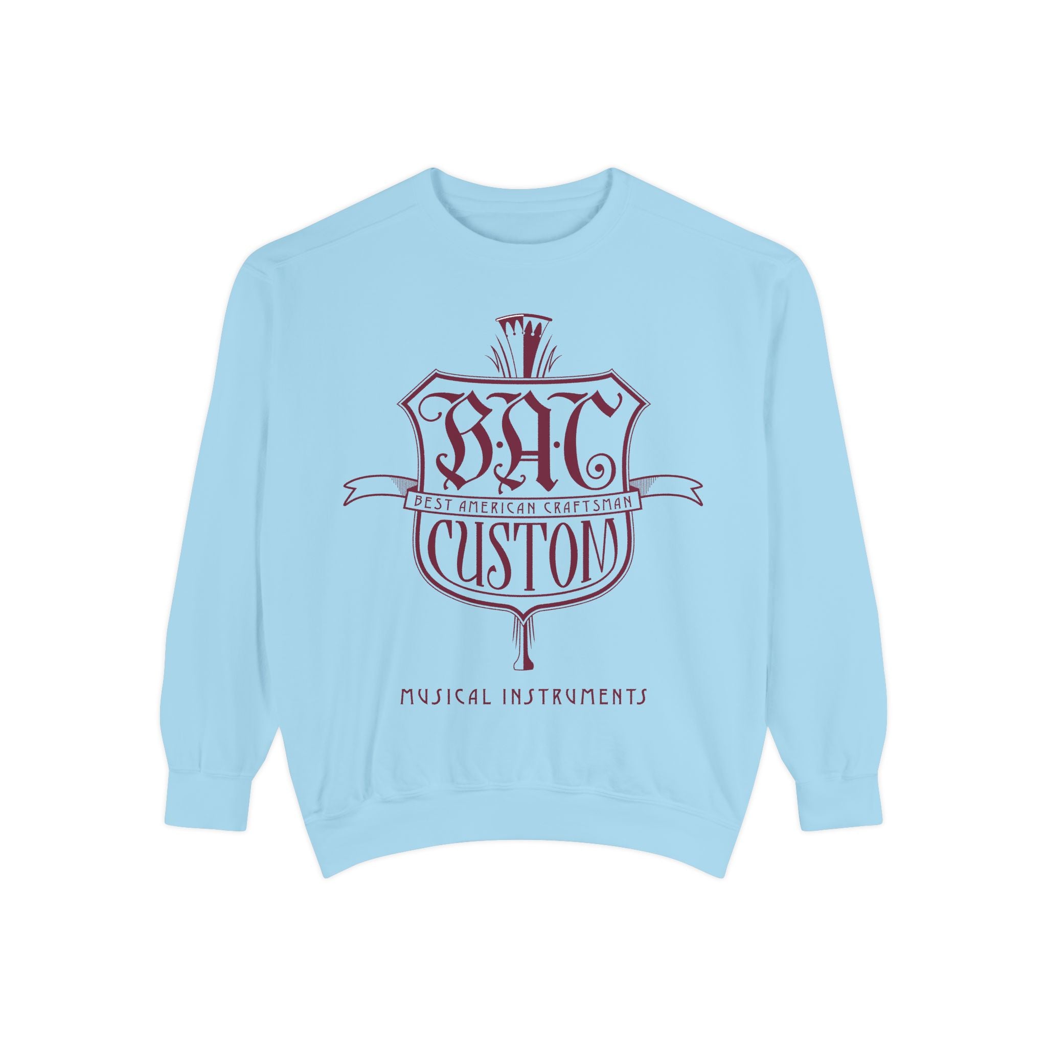 BAC Custom Music Crest Sweatshirt — "Musical Instruments" Garment-Dyed Crewneck