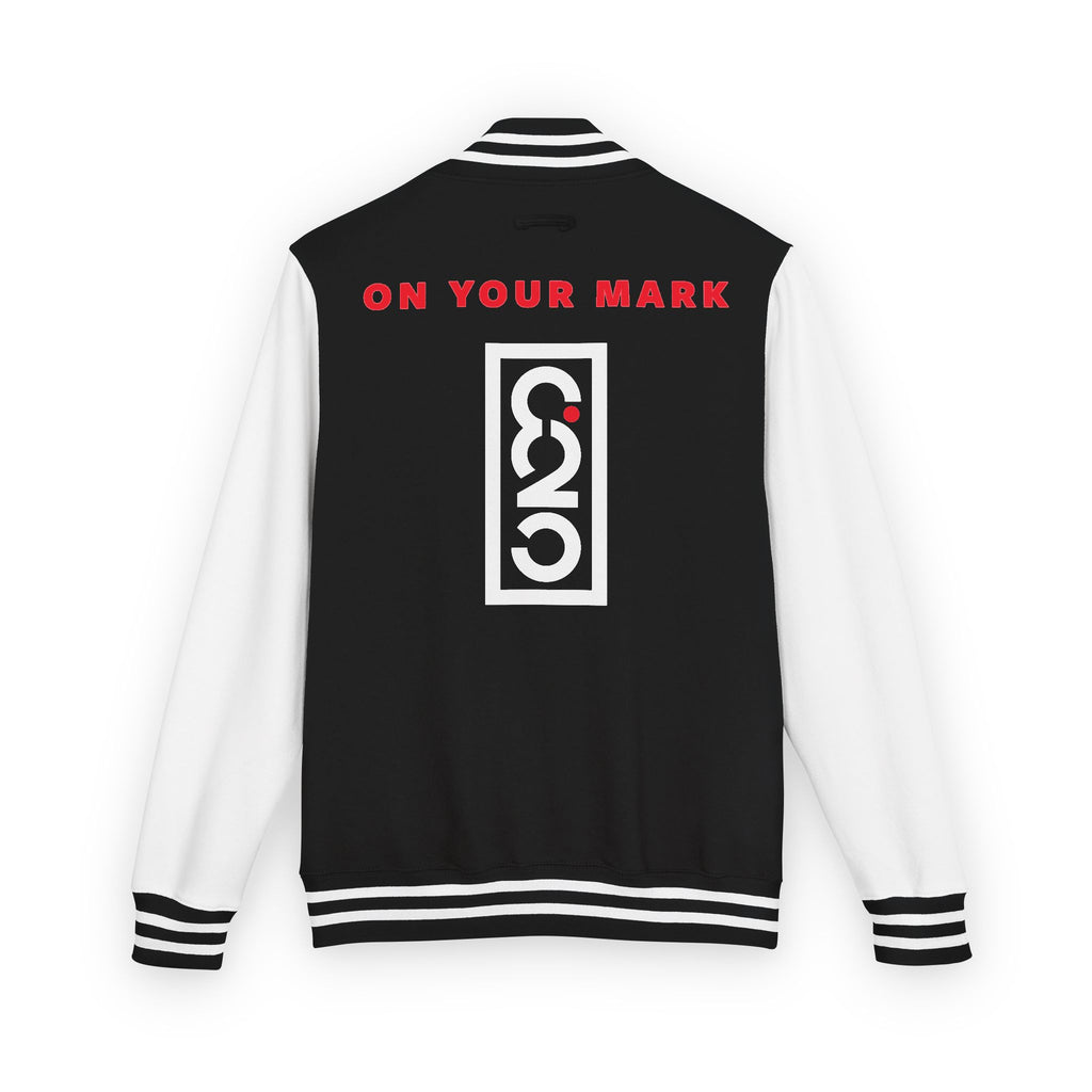 825 On Your Mark Color Stripe and Logo Unisex Heavyweight Letterman Jacket