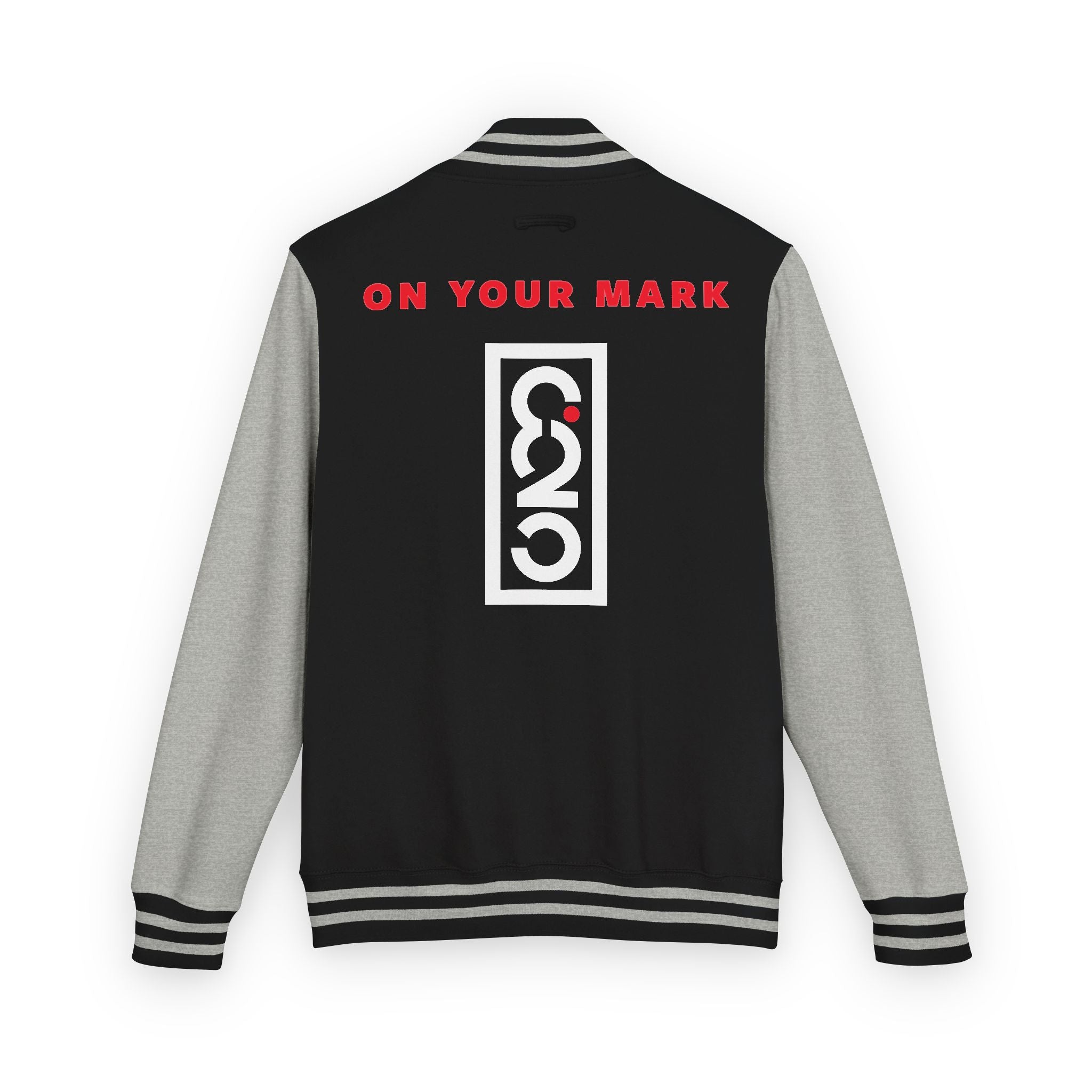 825 On Your Mark Color Stripe and Logo Unisex Heavyweight Letterman Jacket