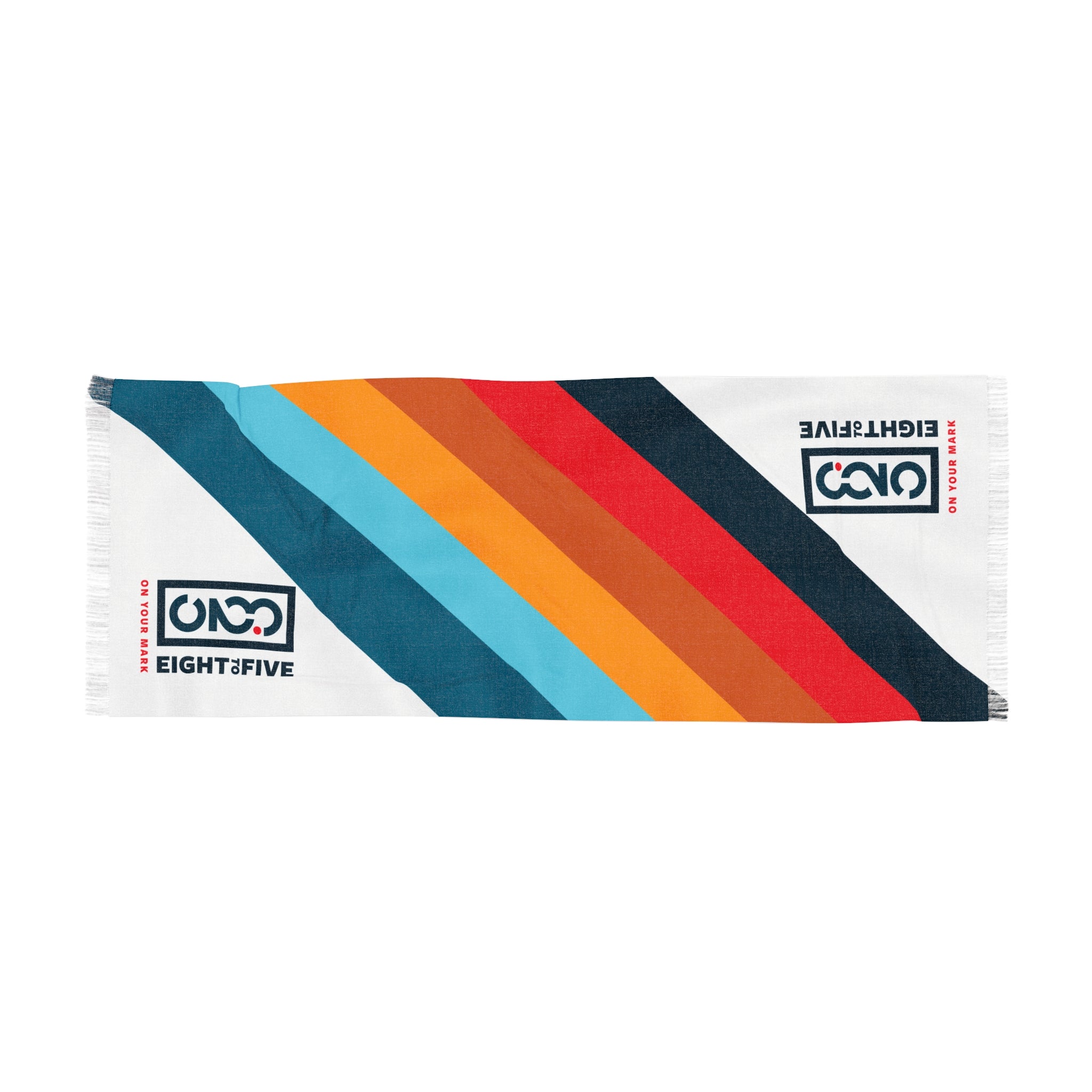 825 Color Stripe and Color Logo Lightweight Fashion Scarf