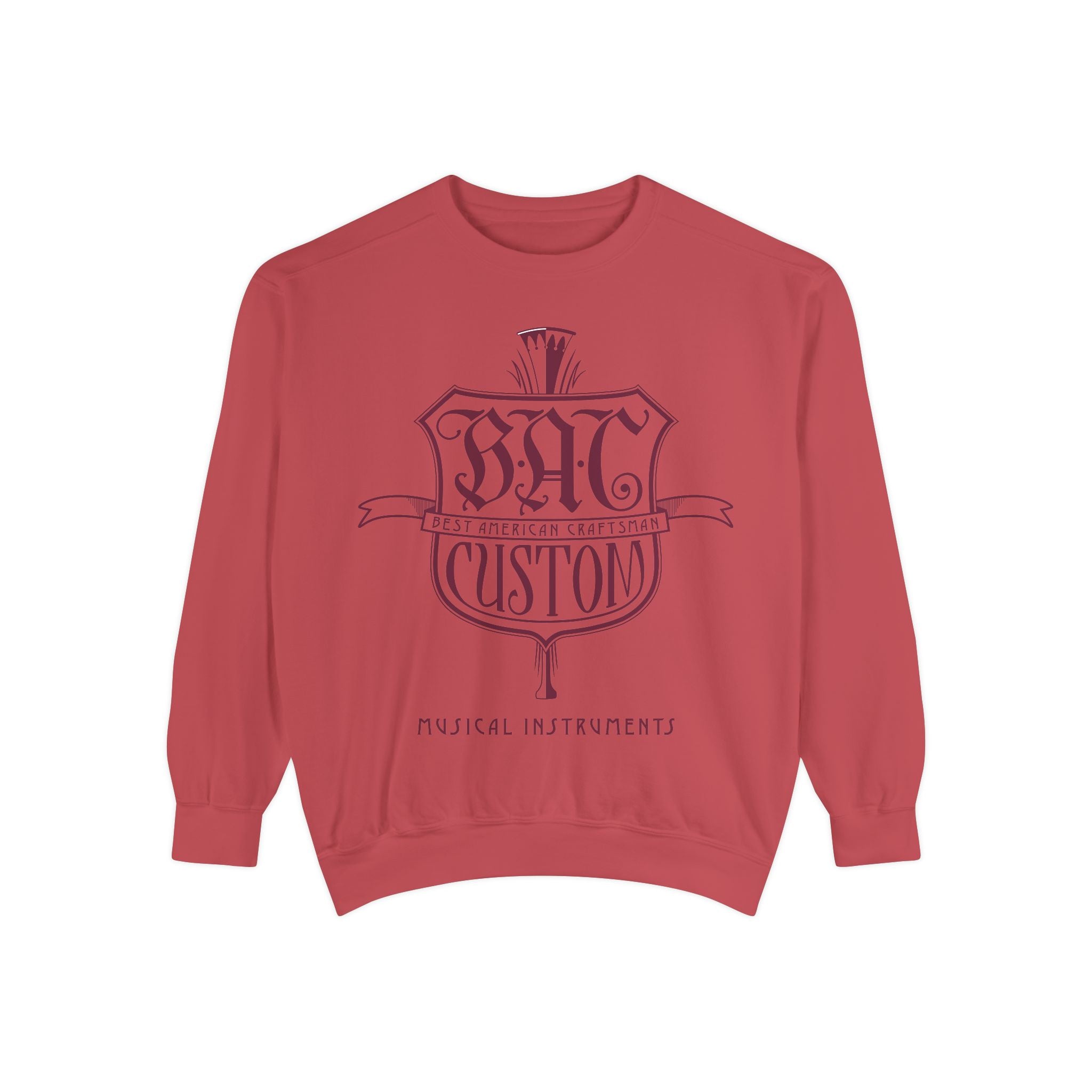 BAC Custom Music Crest Sweatshirt — "Musical Instruments" Garment-Dyed Crewneck