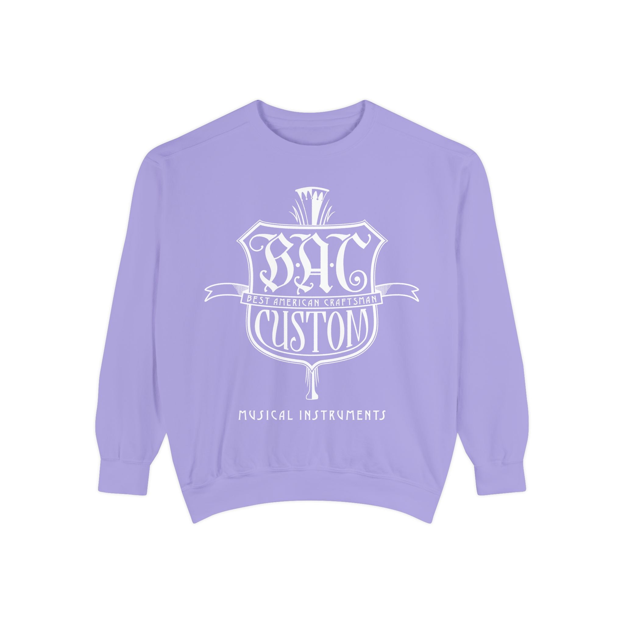 BAC Custom Music Crest Sweatshirt — "Musical Instruments" Garment-Dyed Crewneck
