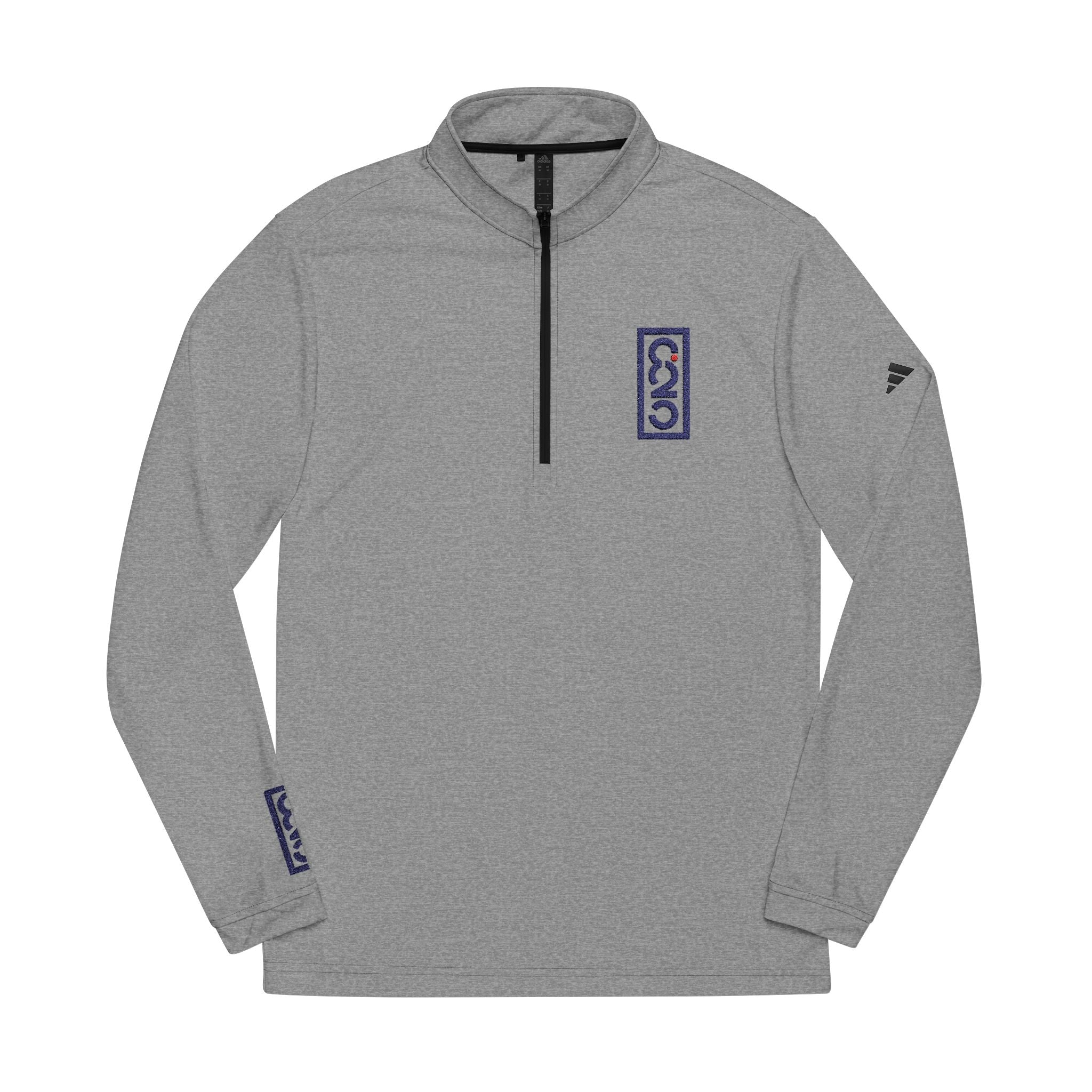 825 Dark Logo Sleeve/Chest-Embroidered Adidas Quarter-Zip Pullover