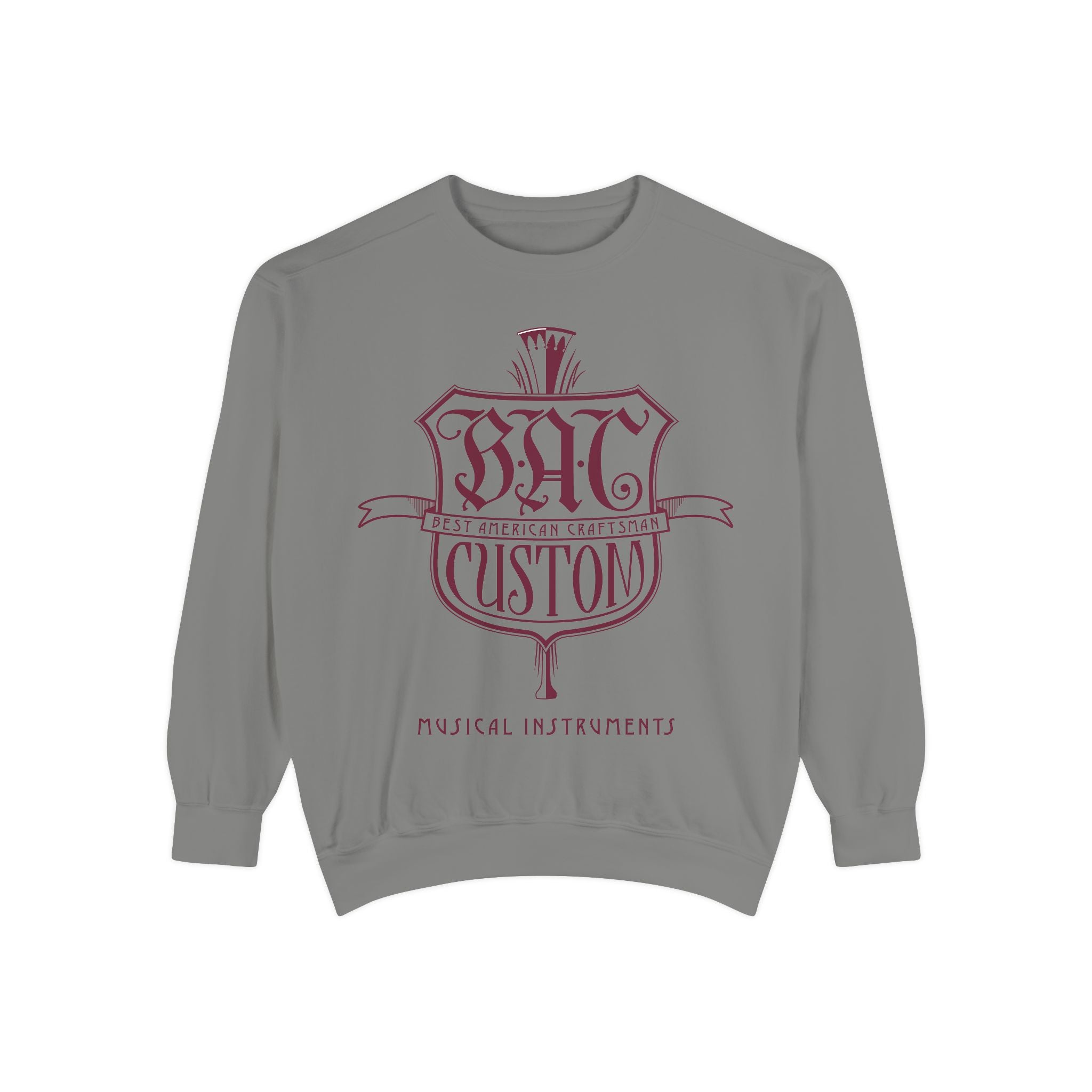 BAC Custom Music Crest Sweatshirt — "Musical Instruments" Garment-Dyed Crewneck
