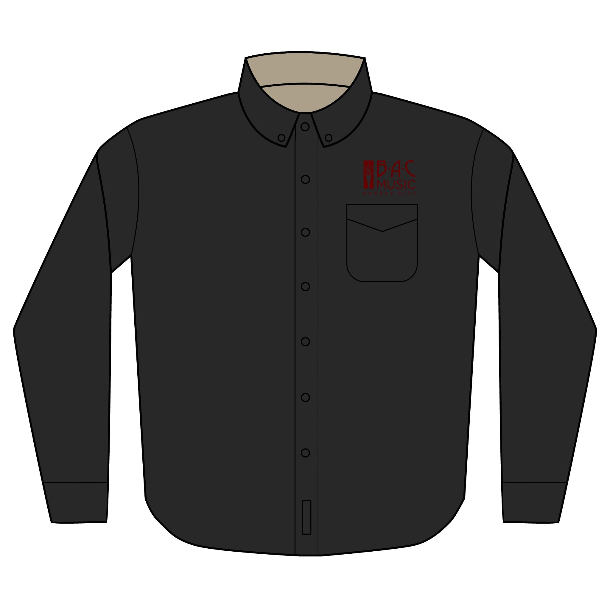 Embroidered Logo Long Sleeve Shirt — BAC Music Branded Work Shirt