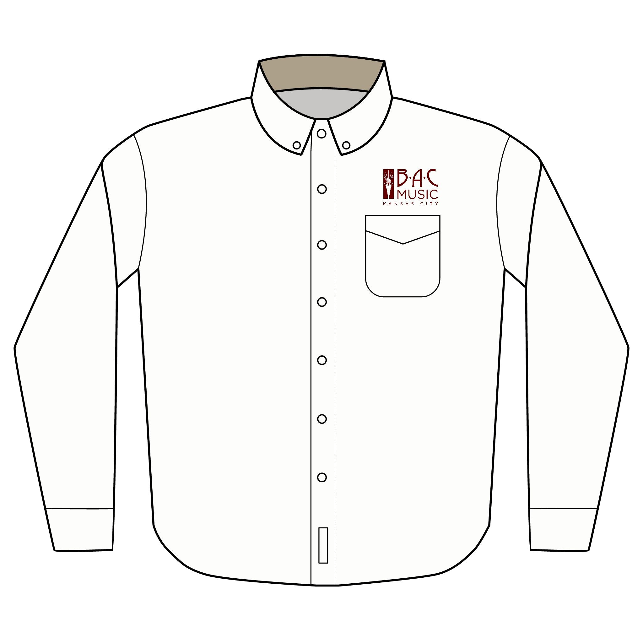 Embroidered Logo Long Sleeve Shirt — BAC Music Branded Work Shirt