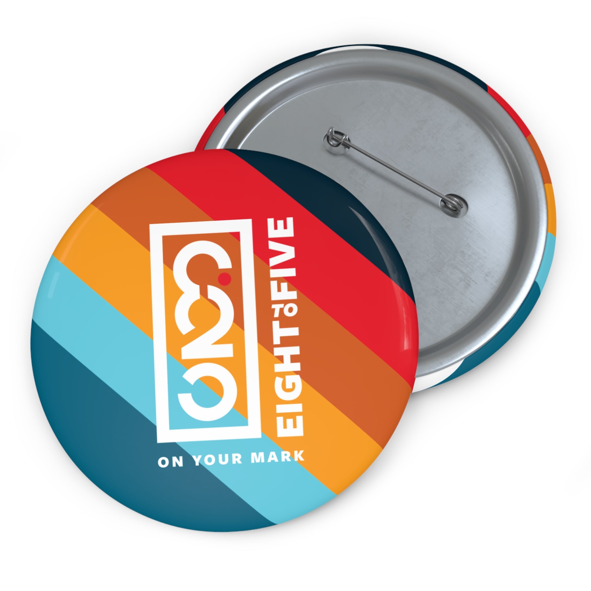 825 Color Stripe and White Logo Button