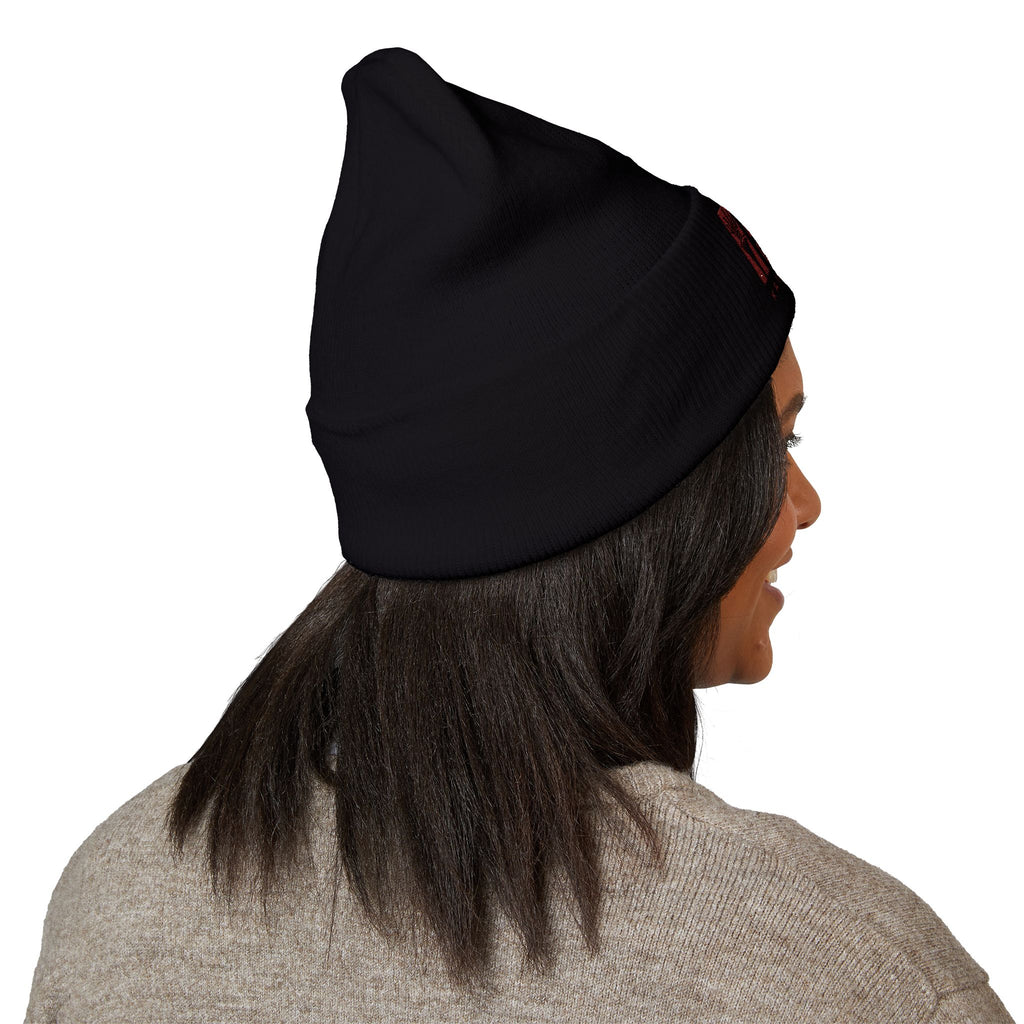 BAC Music Embroidered Cuffed Beanie — College-Style Knit Hat