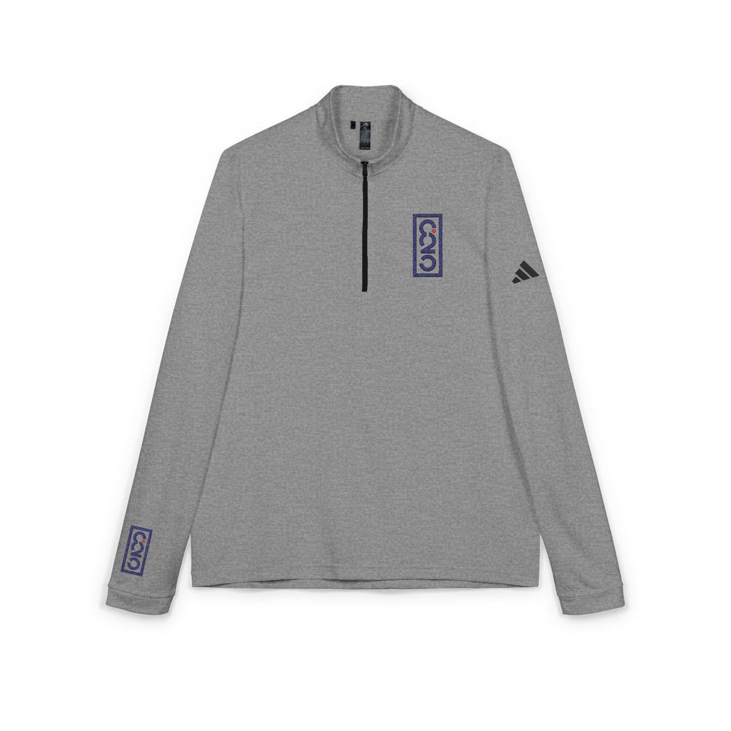 825 Dark Logo Sleeve/Chest-Embroidered Adidas Quarter-Zip Pullover