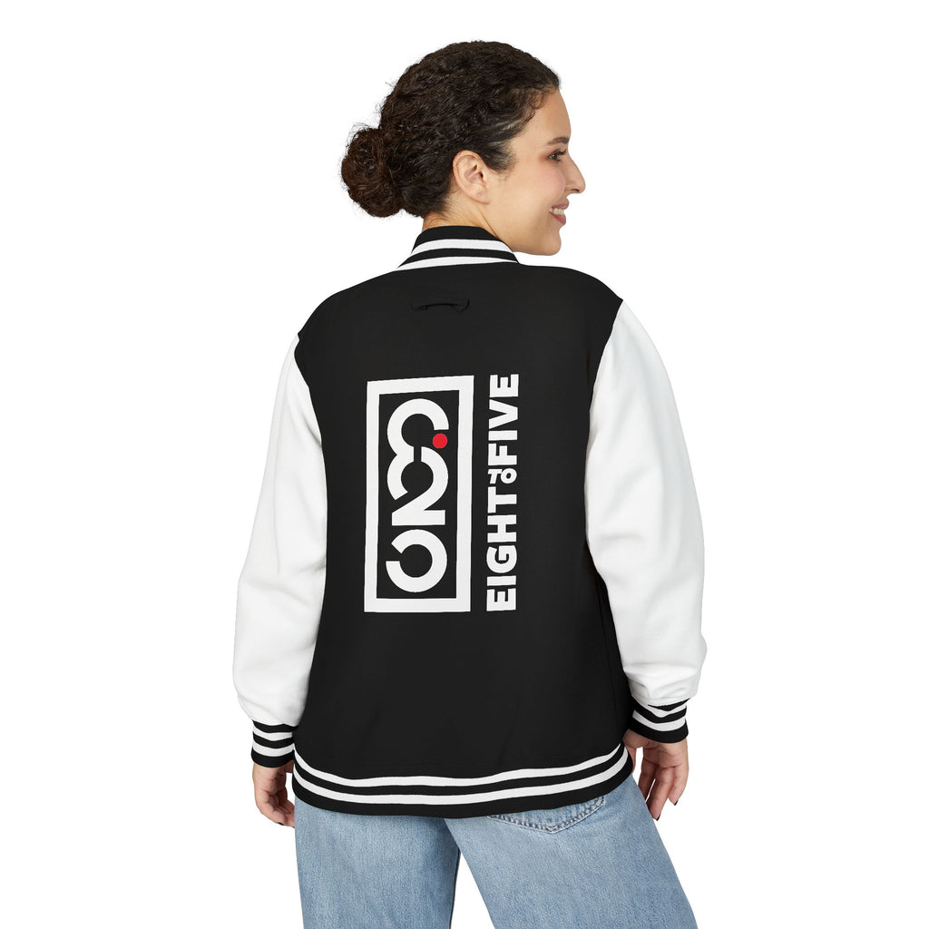 OCI 825 On Your Mark Color Stripe and Logo Unisex Heavyweight Letterman Jacket